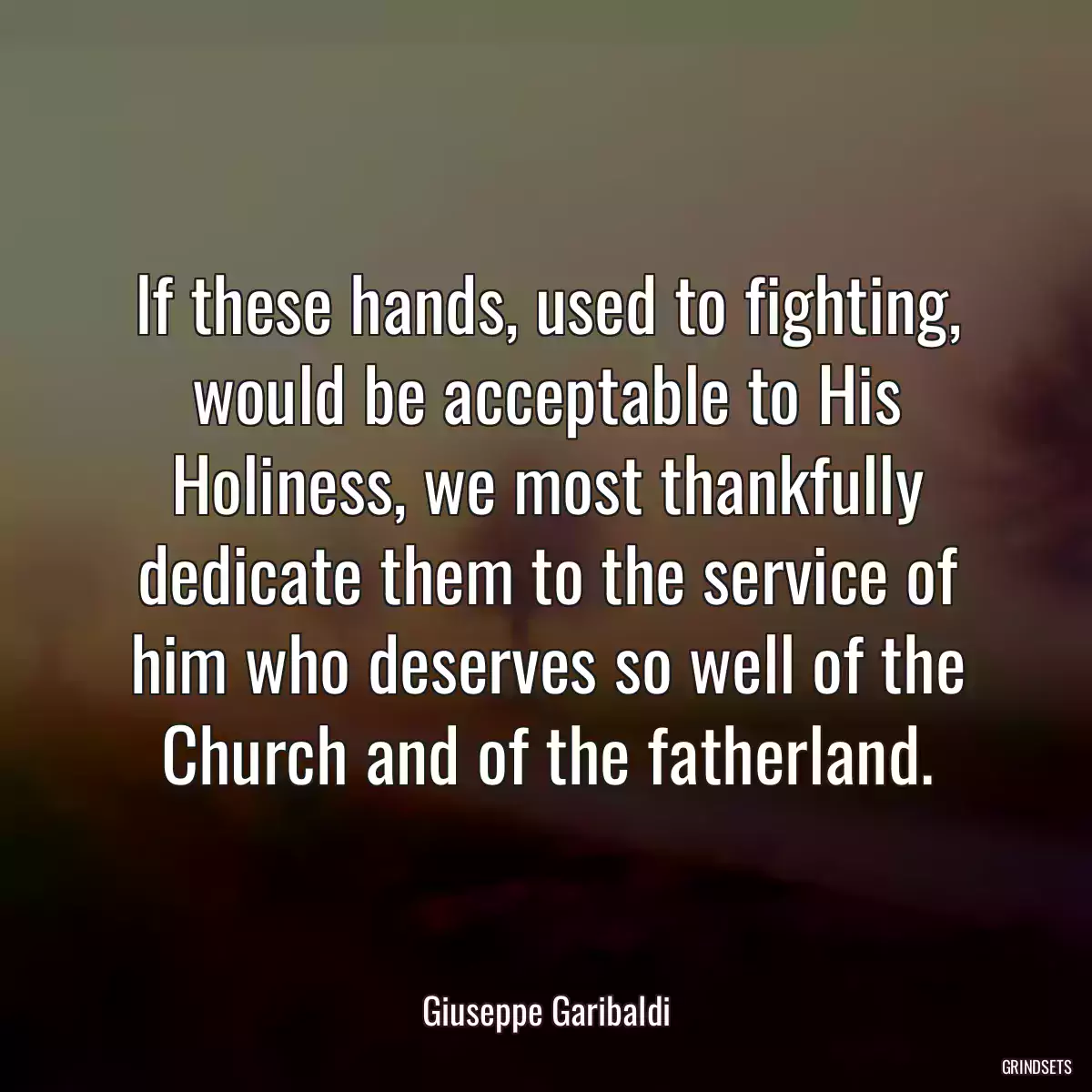 If these hands, used to fighting, would be acceptable to His Holiness, we most thankfully dedicate them to the service of him who deserves so well of the Church and of the fatherland.