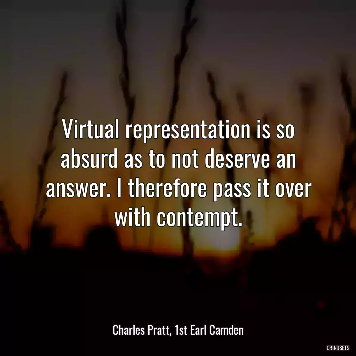 Virtual representation is so absurd as to not deserve an answer. I therefore pass it over with contempt.