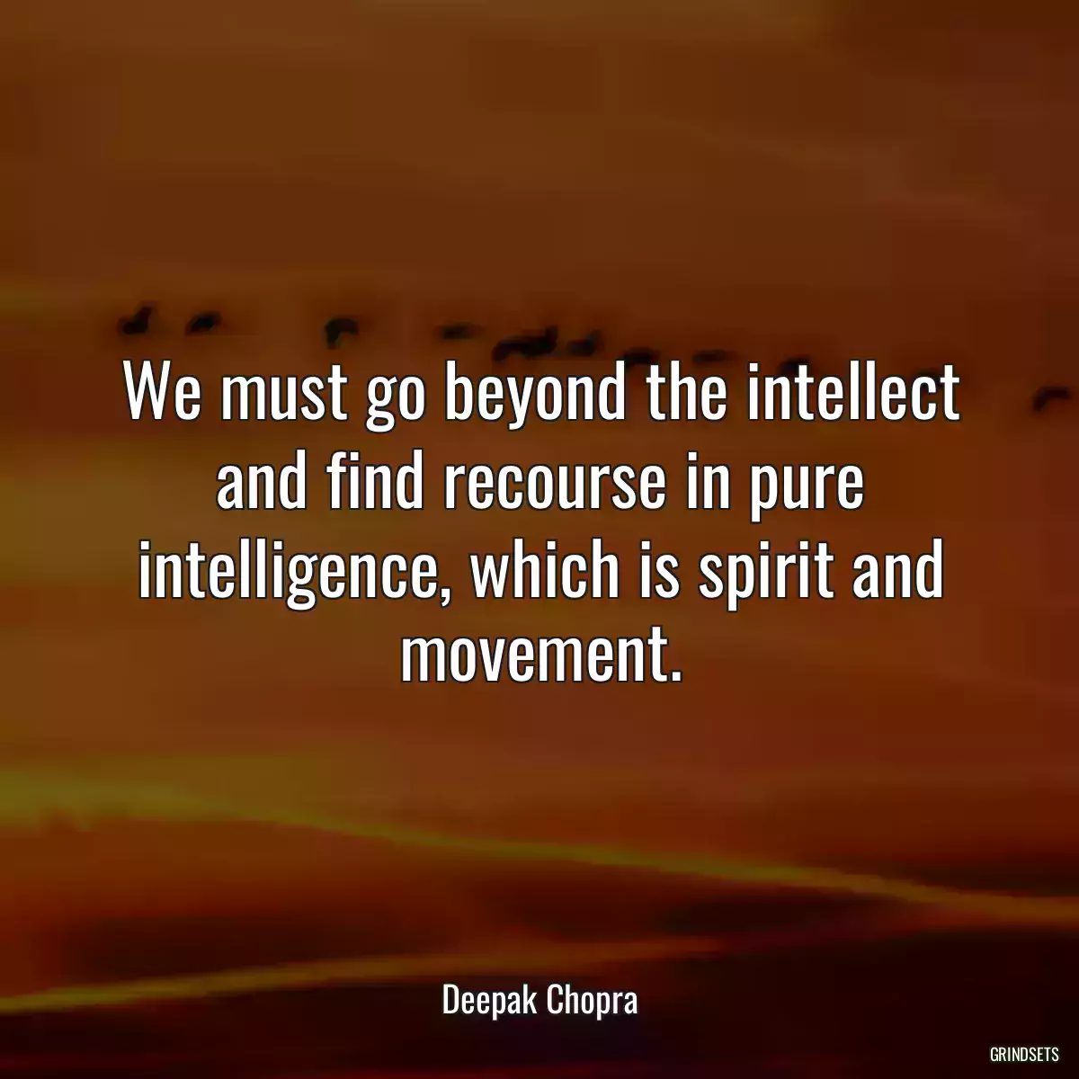 We must go beyond the intellect and find recourse in pure intelligence, which is spirit and movement.