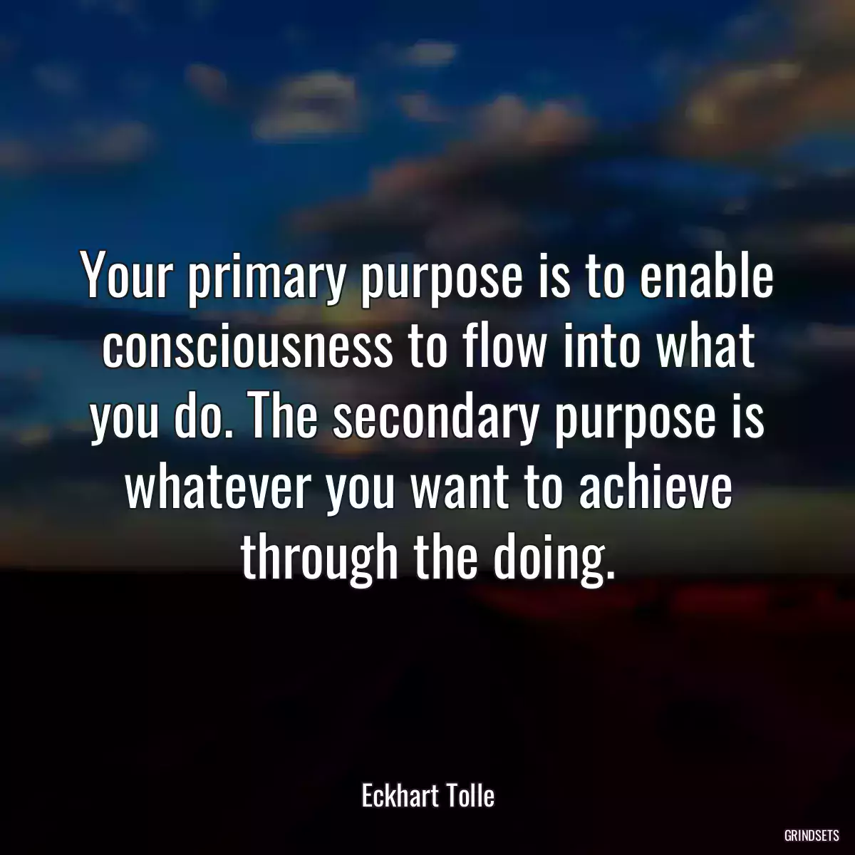 Your primary purpose is to enable consciousness to flow into what you do. The secondary purpose is whatever you want to achieve through the doing.