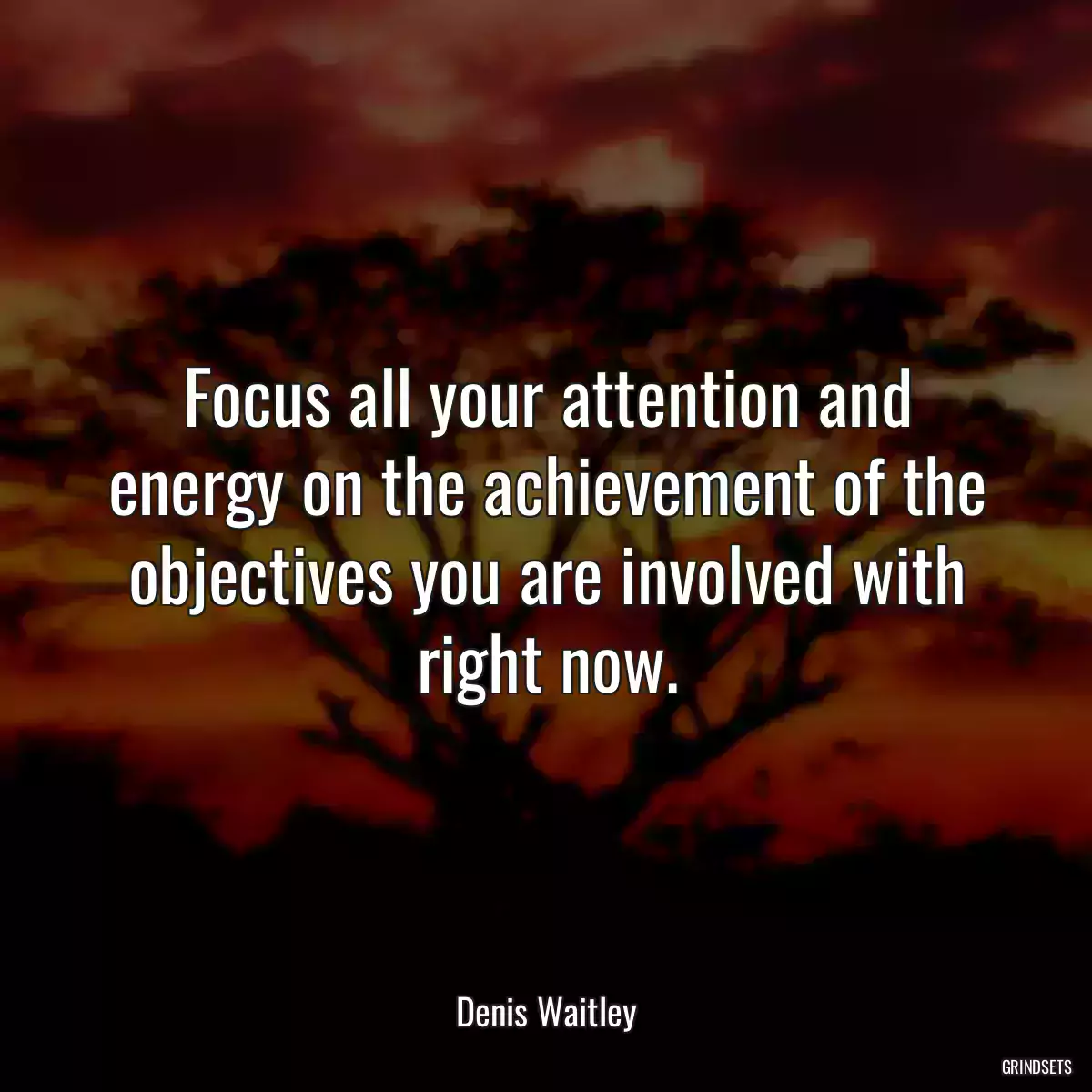 Focus all your attention and energy on the achievement of the objectives you are involved with right now.