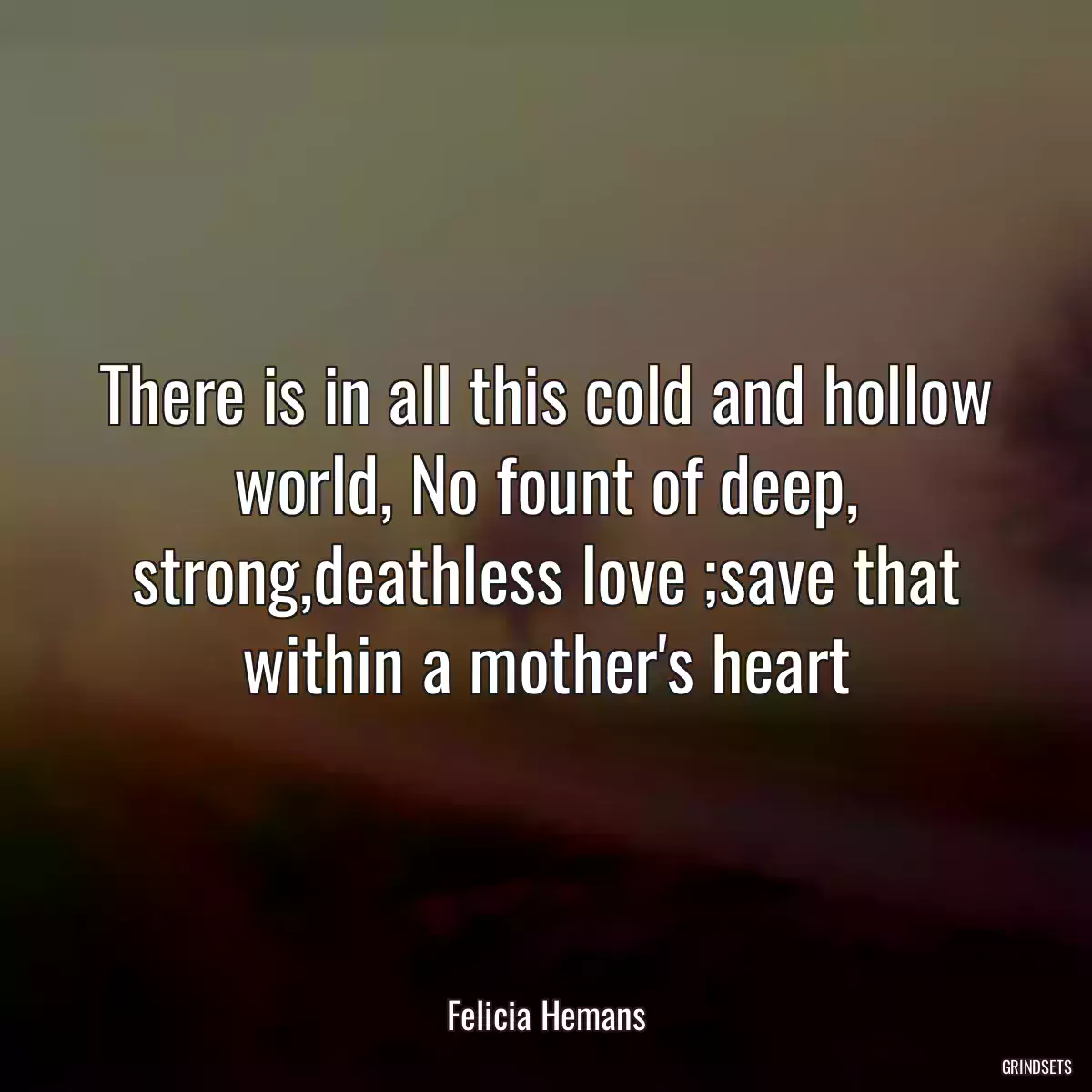 There is in all this cold and hollow world, No fount of deep, strong,deathless love ;save that within a mother\'s heart