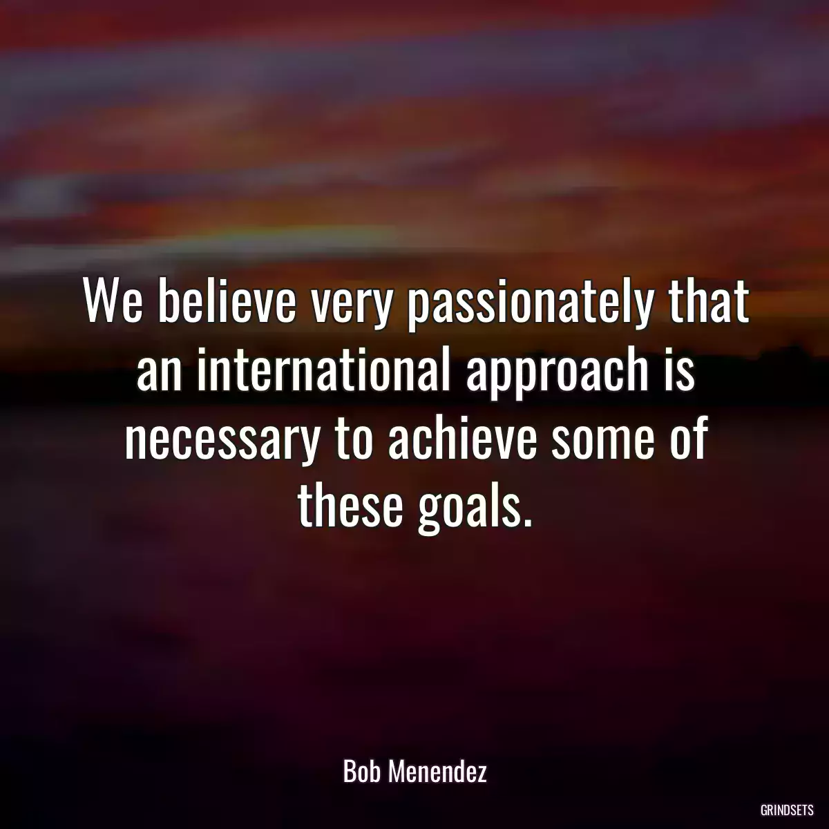 We believe very passionately that an international approach is necessary to achieve some of these goals.