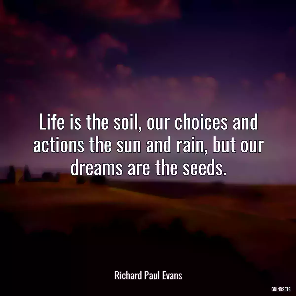 Life is the soil, our choices and actions the sun and rain, but our dreams are the seeds.