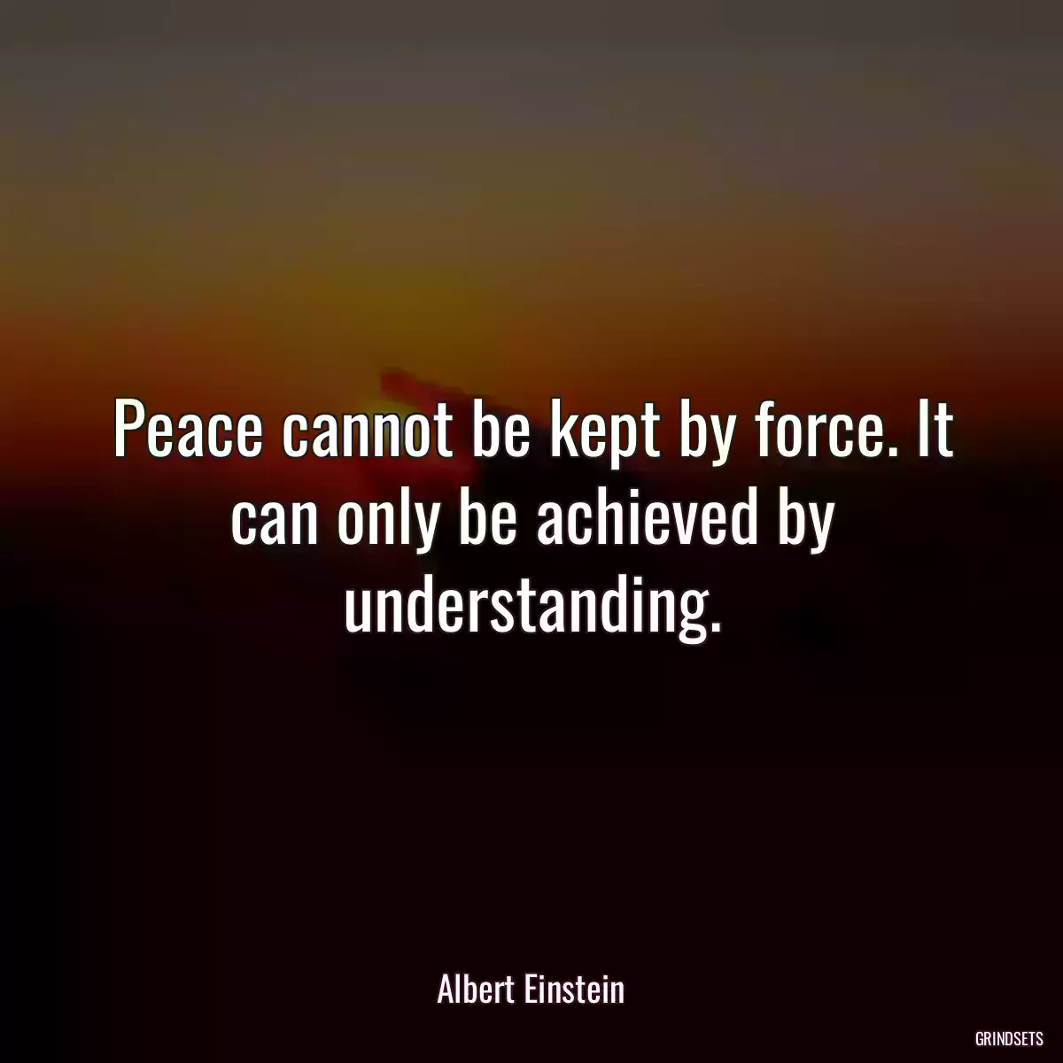 Peace cannot be kept by force. It can only be achieved by understanding.