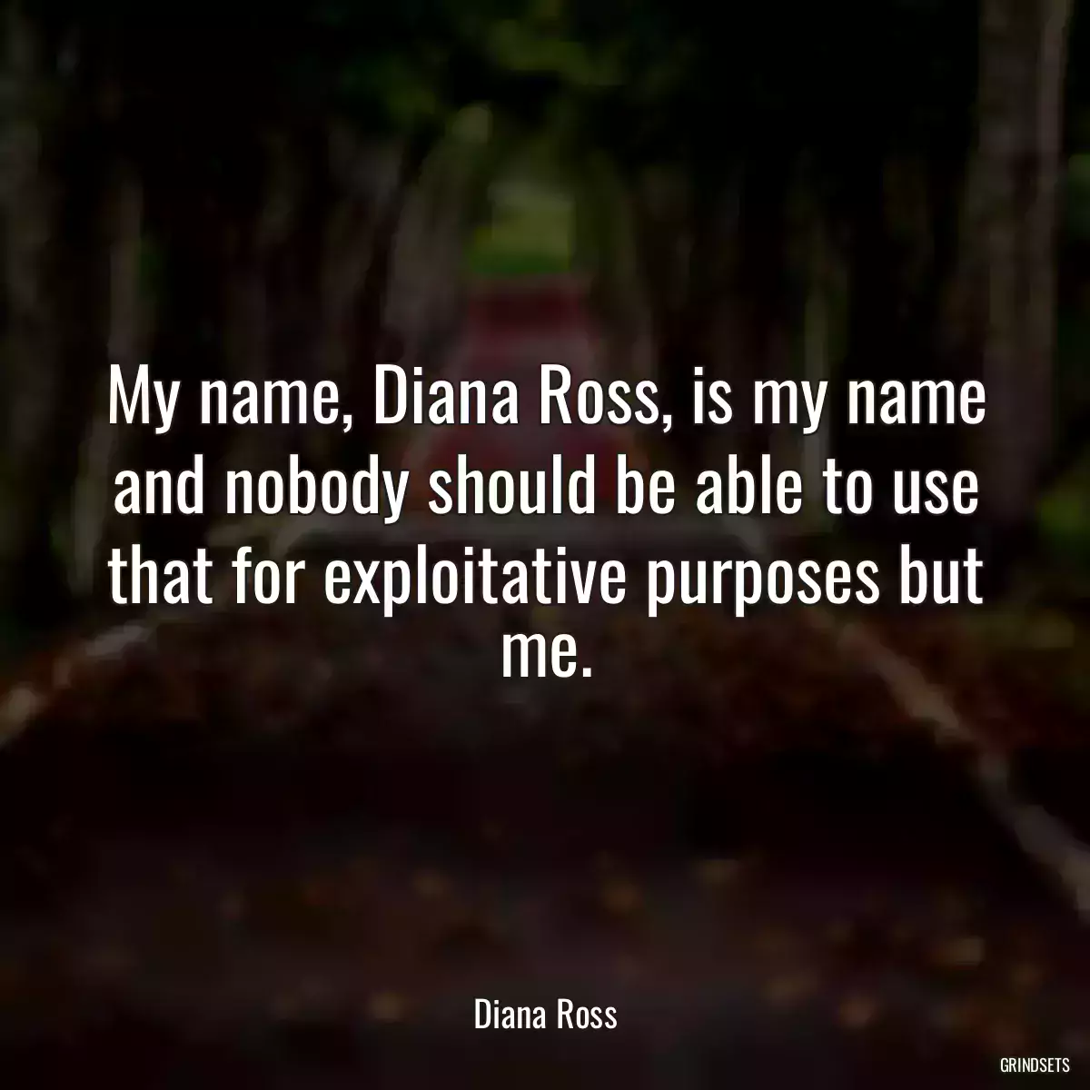 My name, Diana Ross, is my name and nobody should be able to use that for exploitative purposes but me.