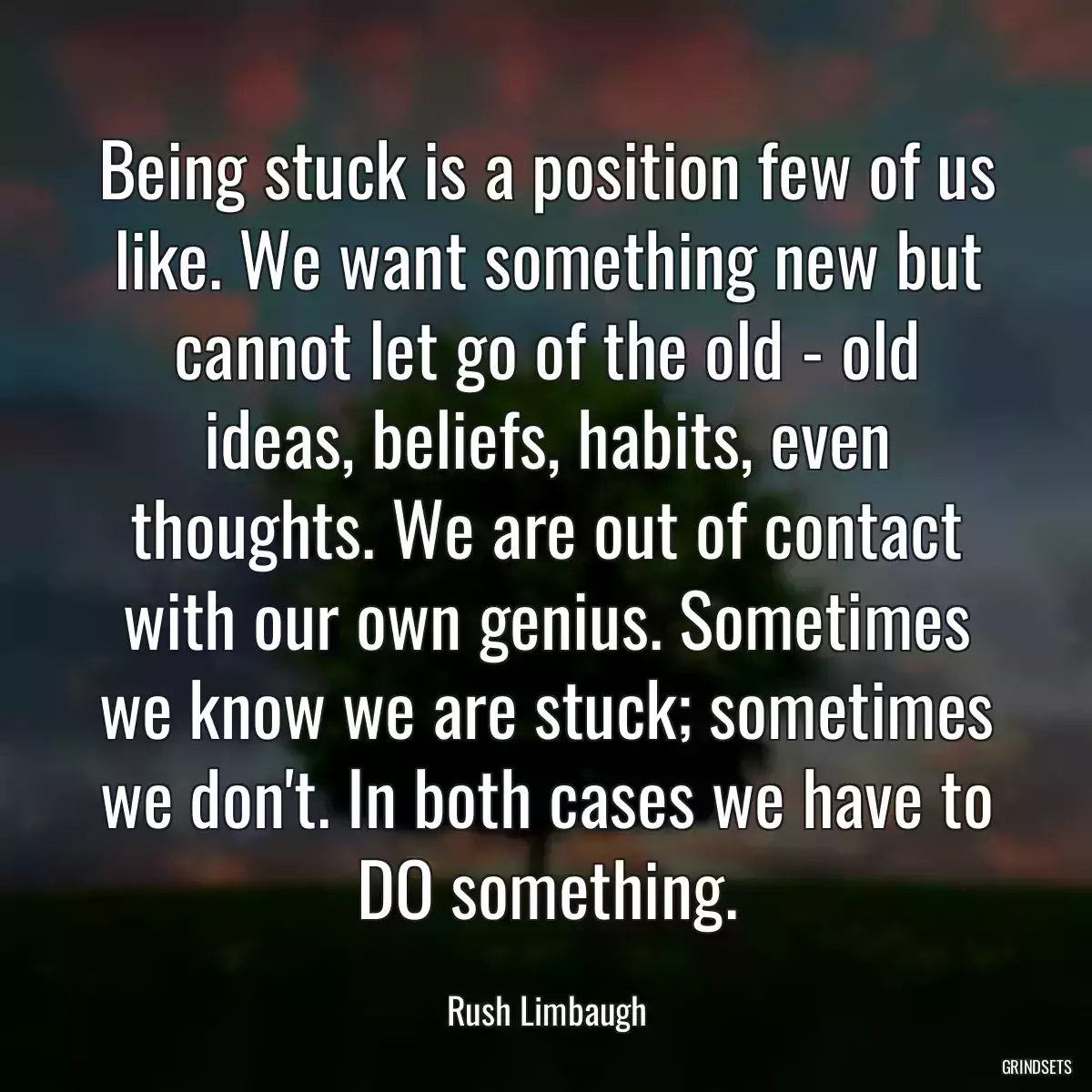 Being stuck is a position few of us like. We want something new but cannot let go of the old - old ideas, beliefs, habits, even thoughts. We are out of contact with our own genius. Sometimes we know we are stuck; sometimes we don\'t. In both cases we have to DO something.