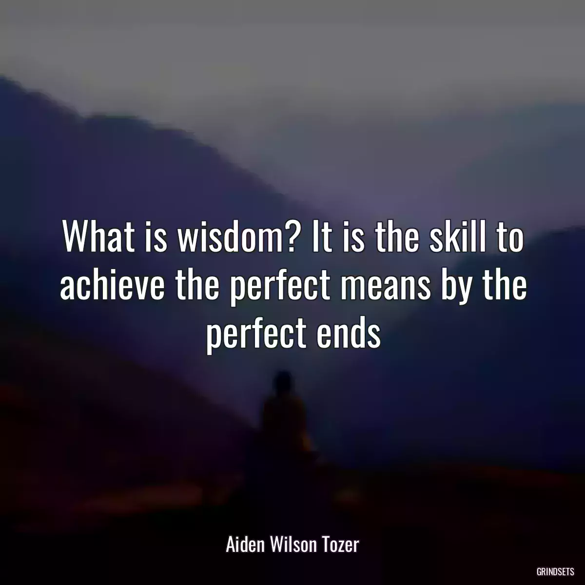 What is wisdom? It is the skill to achieve the perfect means by the perfect ends