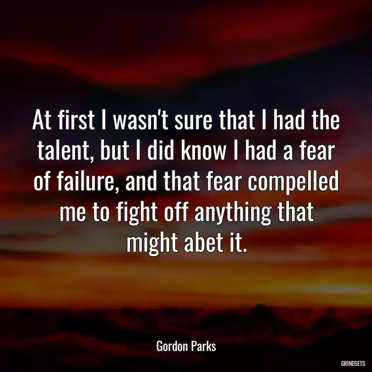 At first I wasn\'t sure that I had the talent, but I did know I had a fear of failure, and that fear compelled me to fight off anything that might abet it.