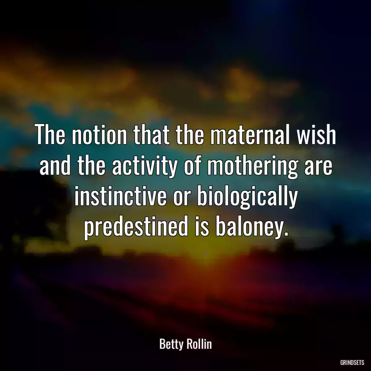 The notion that the maternal wish and the activity of mothering are instinctive or biologically predestined is baloney.