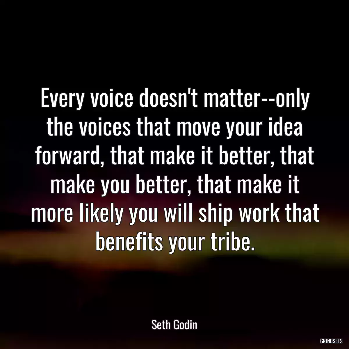 Every voice doesn\'t matter--only the voices that move your idea forward, that make it better, that make you better, that make it more likely you will ship work that benefits your tribe.