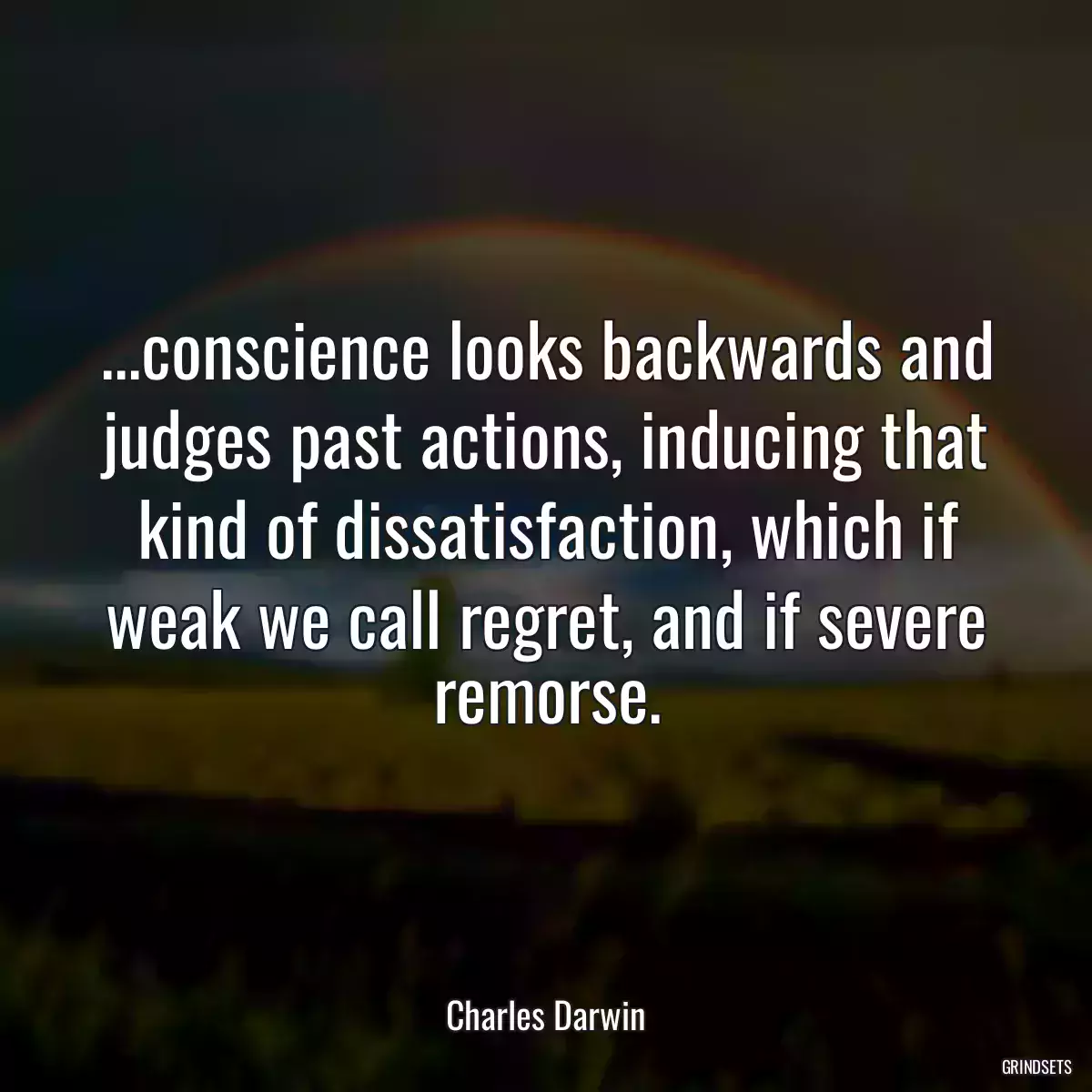 ...conscience looks backwards and judges past actions, inducing that kind of dissatisfaction, which if weak we call regret, and if severe remorse.