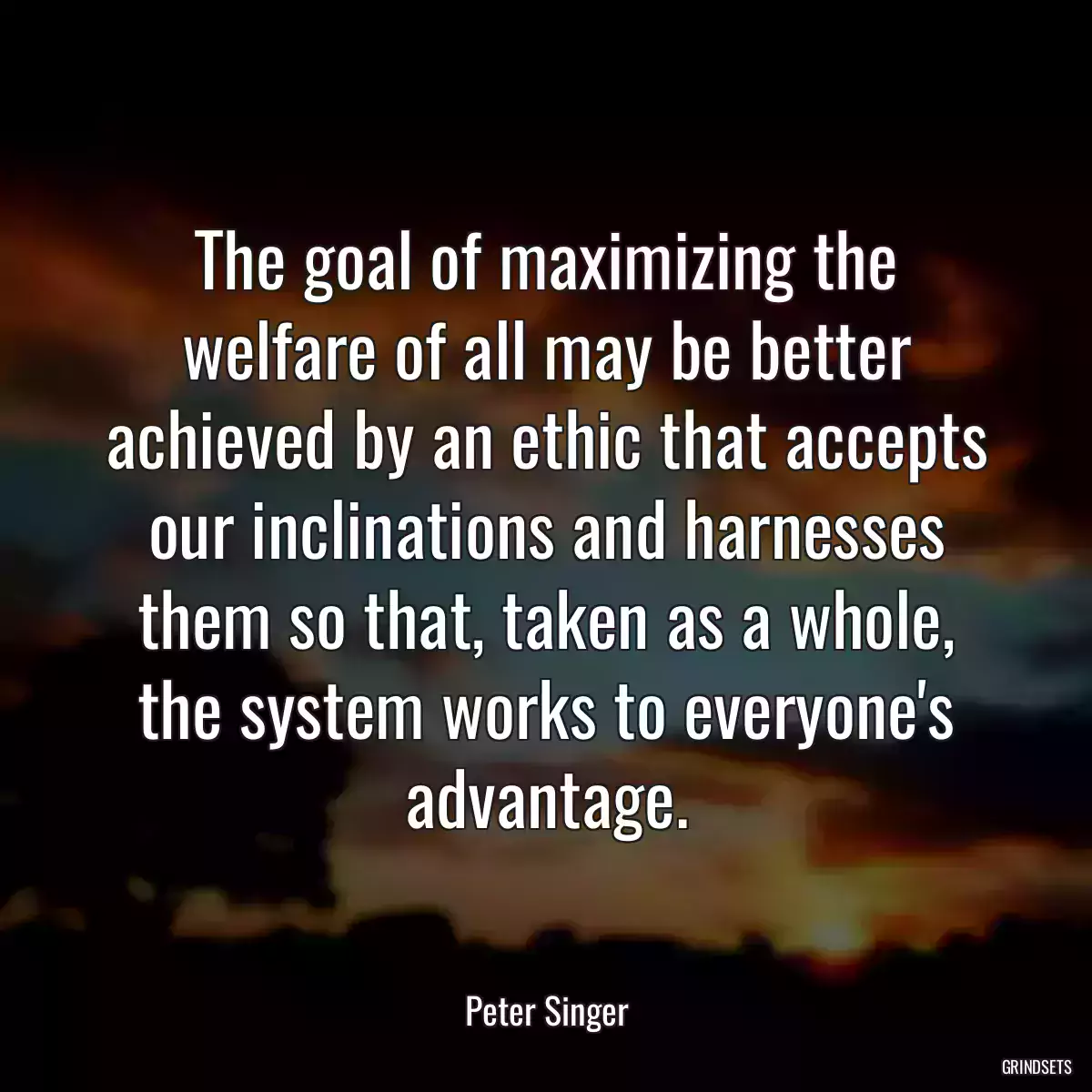 The goal of maximizing the welfare of all may be better achieved by an ethic that accepts our inclinations and harnesses them so that, taken as a whole, the system works to everyone\'s advantage.