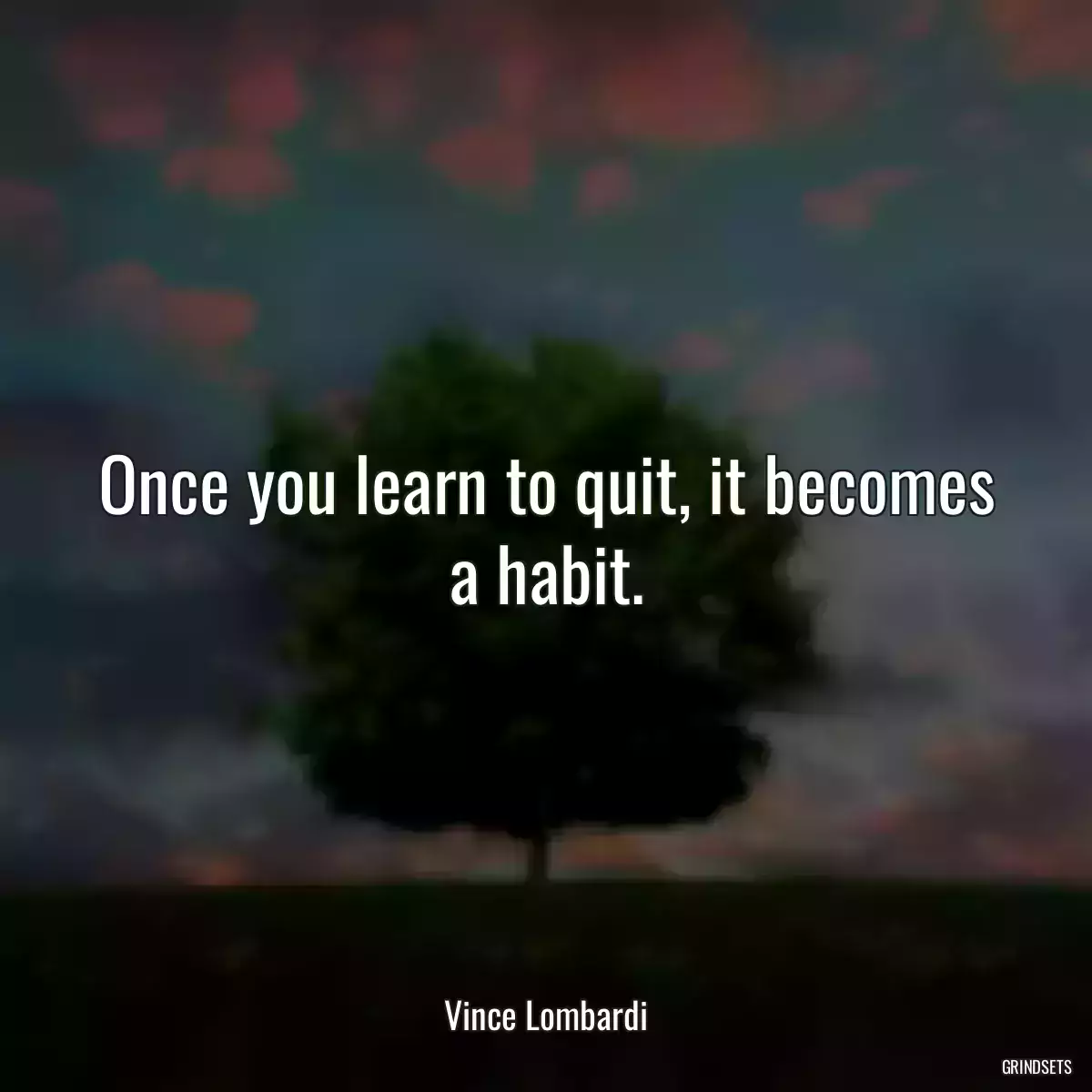 Once you learn to quit, it becomes a habit.