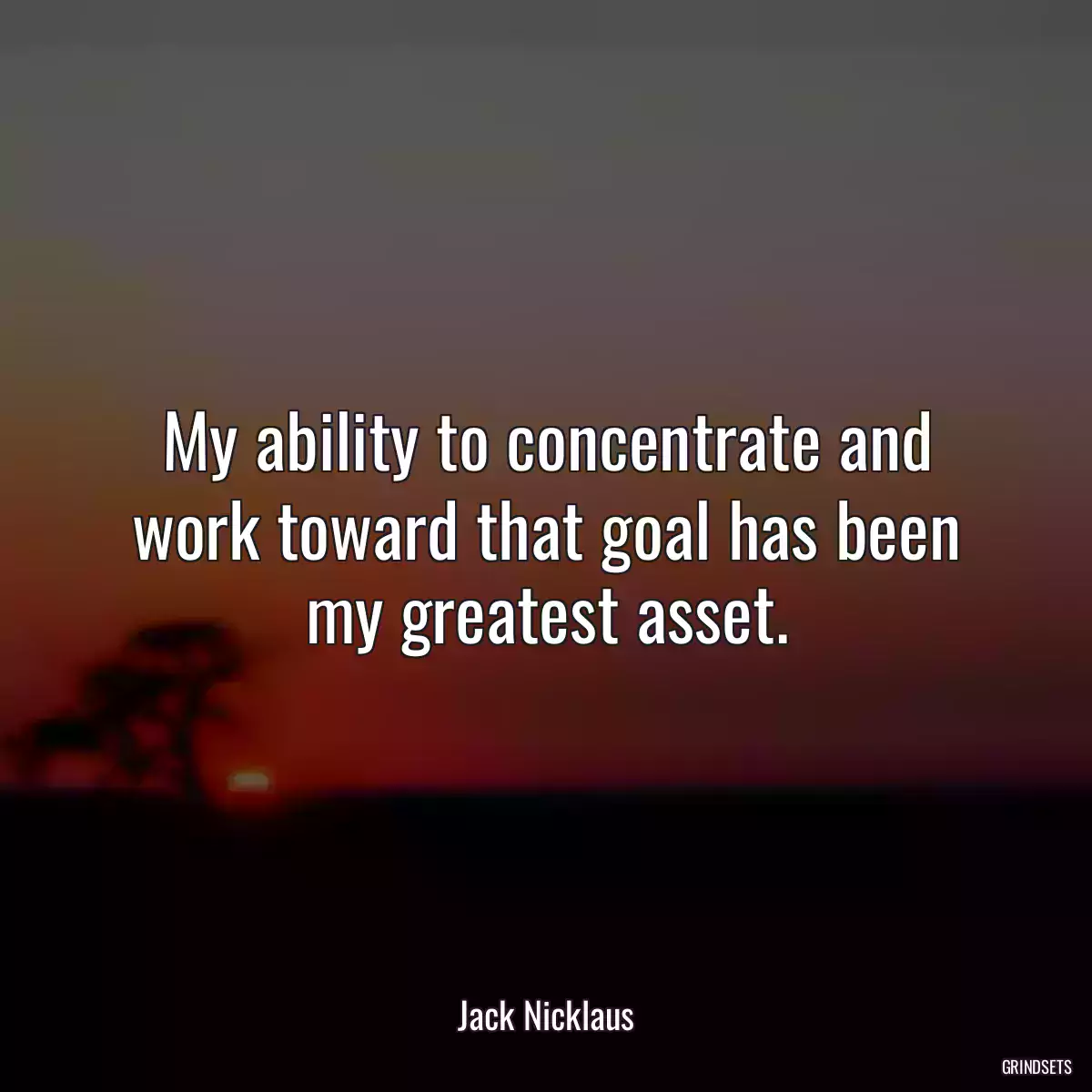 My ability to concentrate and work toward that goal has been my greatest asset.