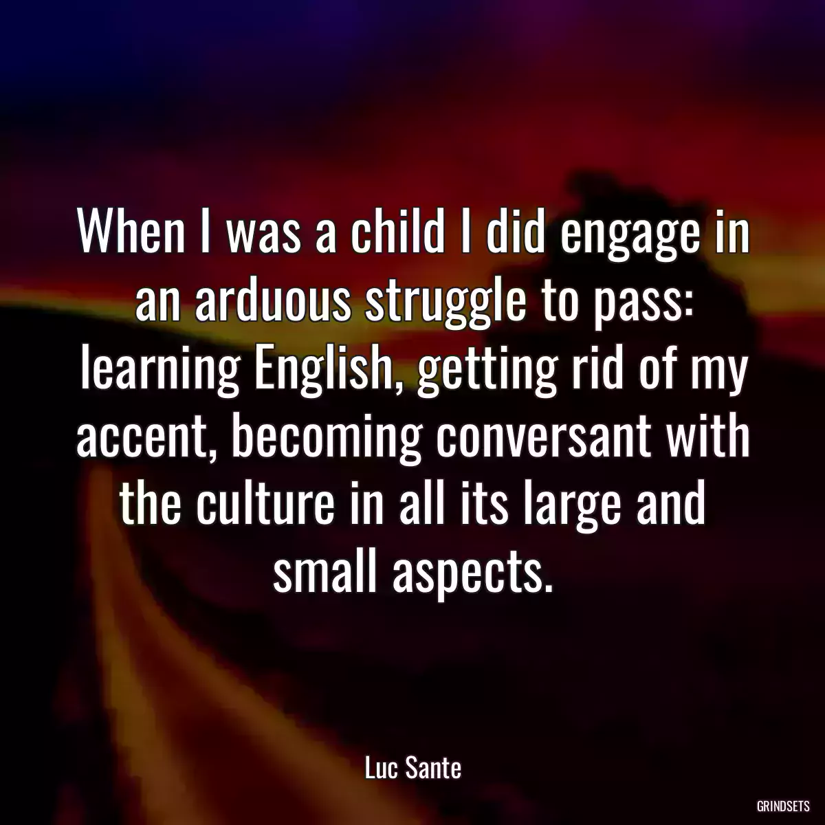 When I was a child I did engage in an arduous struggle to pass: learning English, getting rid of my accent, becoming conversant with the culture in all its large and small aspects.