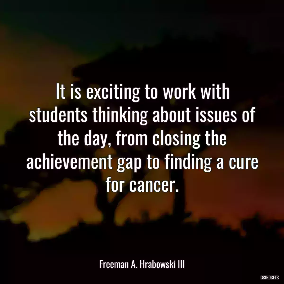 It is exciting to work with students thinking about issues of the day, from closing the achievement gap to finding a cure for cancer.