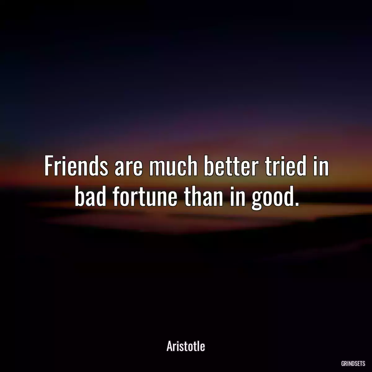 Friends are much better tried in bad fortune than in good.