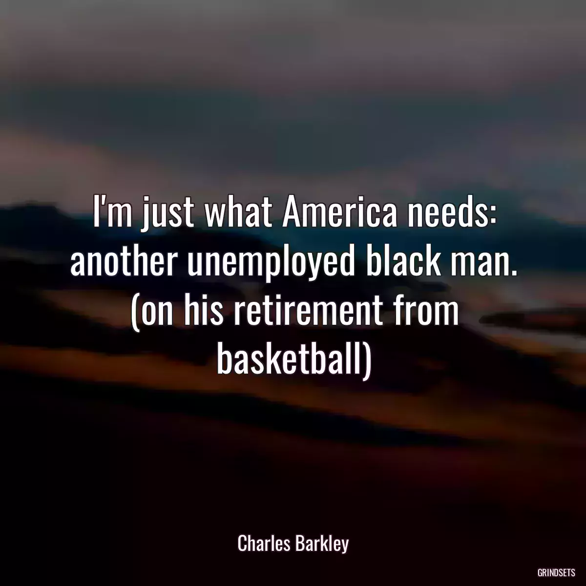 I\'m just what America needs: another unemployed black man. (on his retirement from basketball)