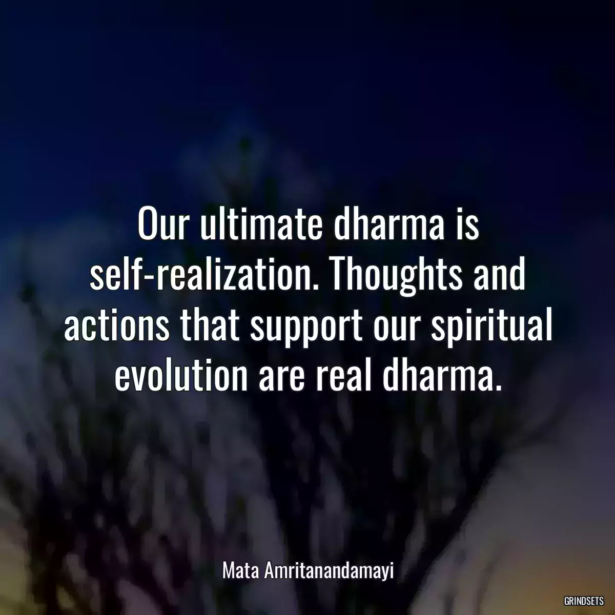 Our ultimate dharma is self-realization. Thoughts and actions that support our spiritual evolution are real dharma.