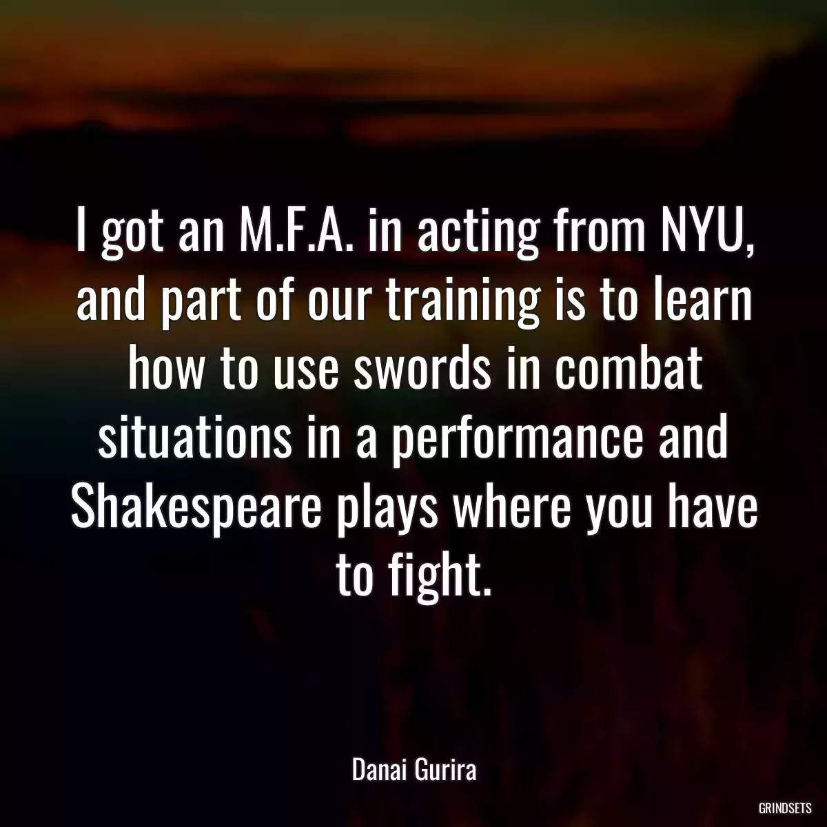 I got an M.F.A. in acting from NYU, and part of our training is to learn how to use swords in combat situations in a performance and Shakespeare plays where you have to fight.