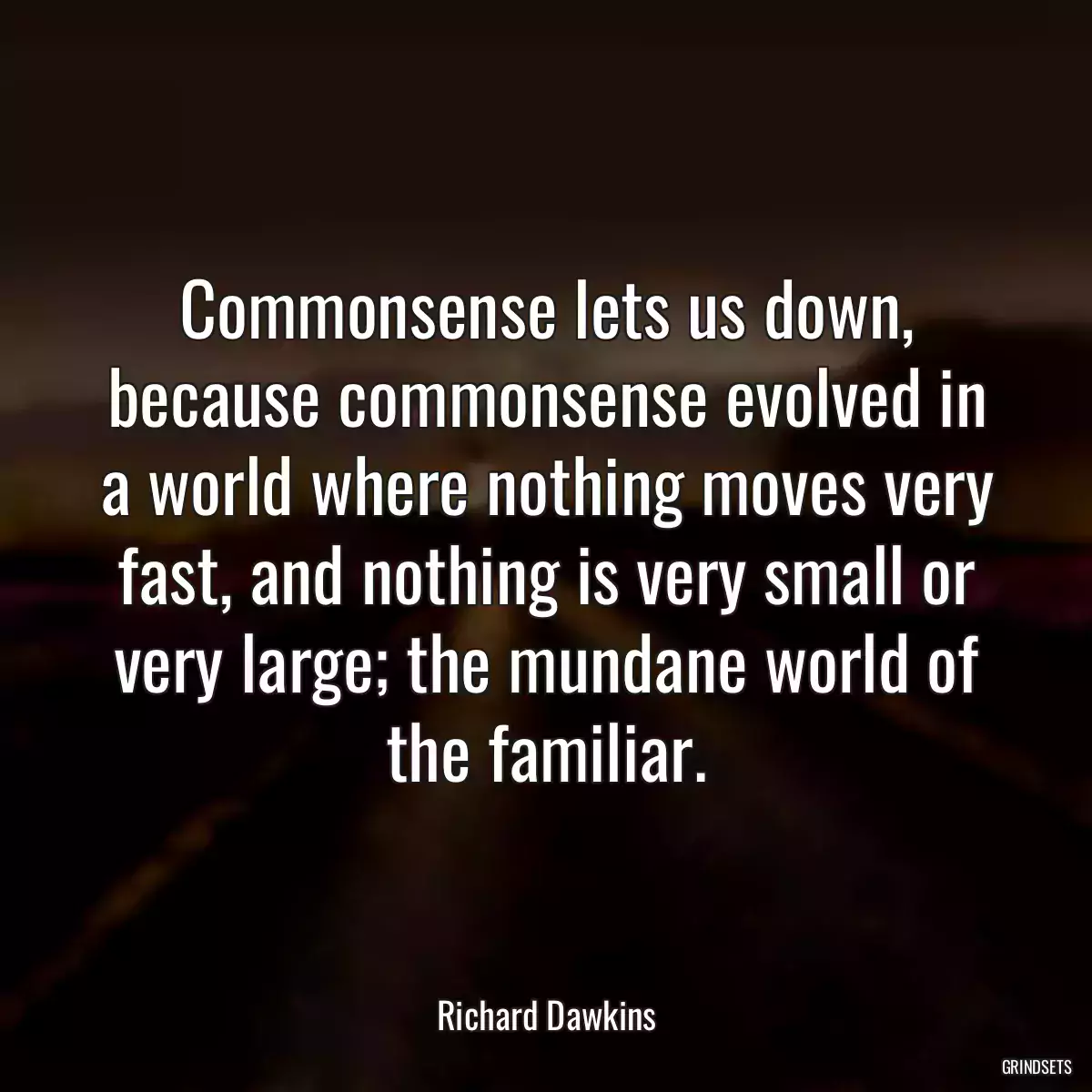 Commonsense lets us down, because commonsense evolved in a world where nothing moves very fast, and nothing is very small or very large; the mundane world of the familiar.