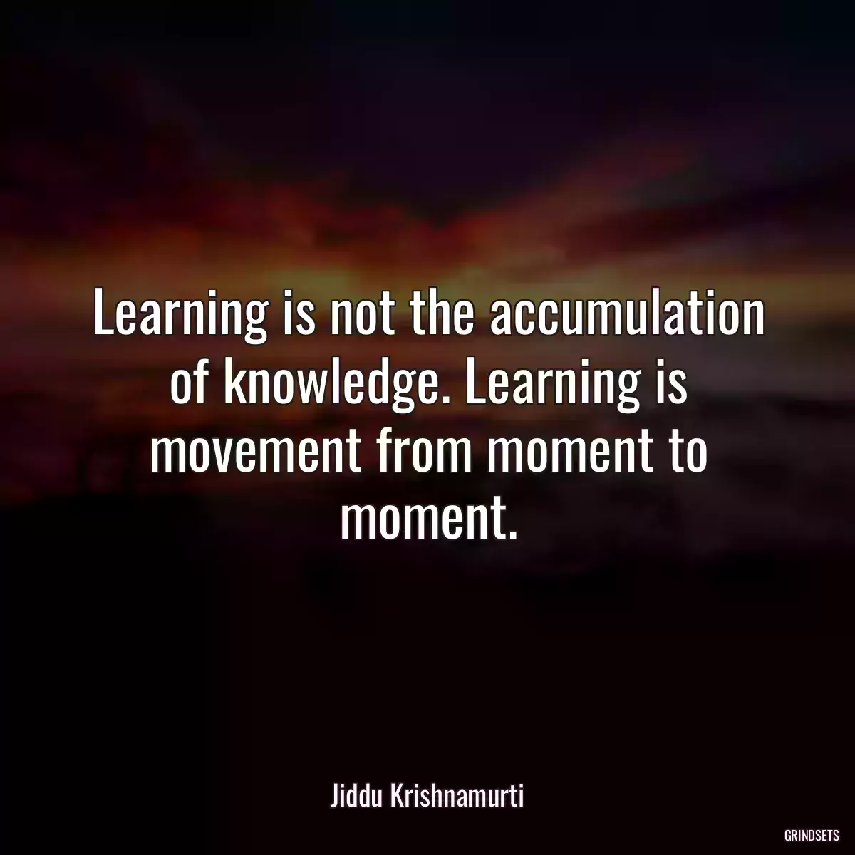 Learning is not the accumulation of knowledge. Learning is movement from moment to moment.