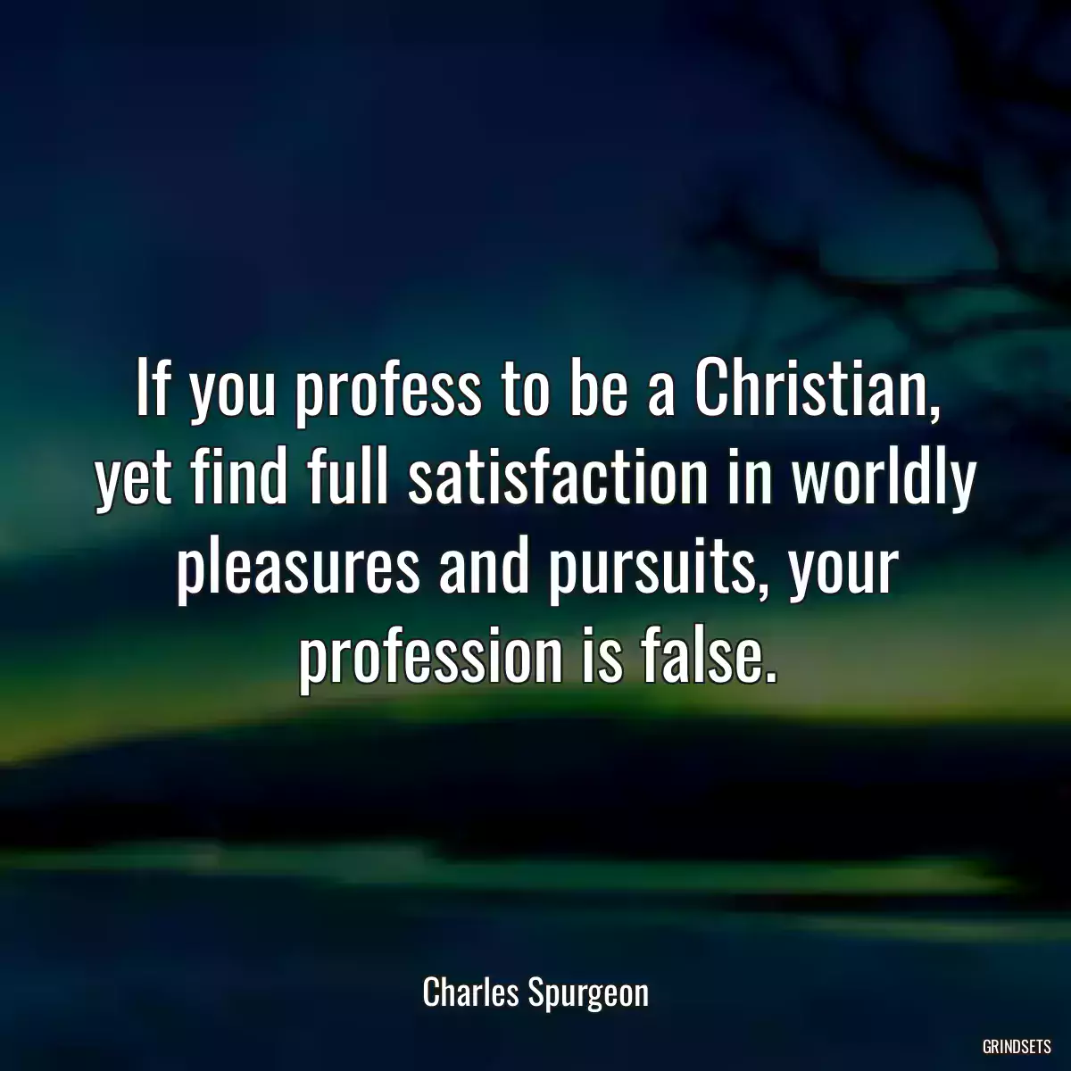 If you profess to be a Christian, yet find full satisfaction in worldly pleasures and pursuits, your profession is false.