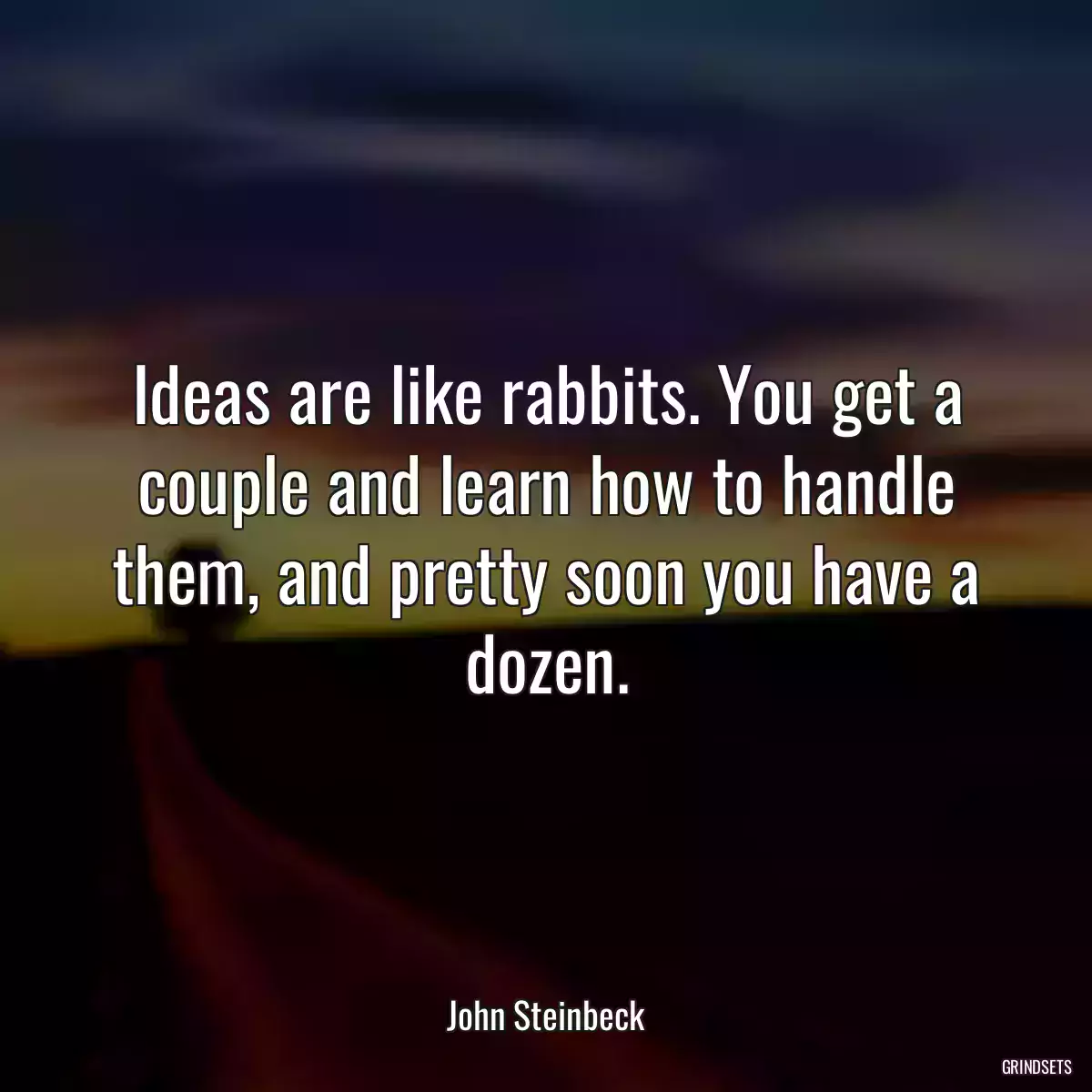 Ideas are like rabbits. You get a couple and learn how to handle them, and pretty soon you have a dozen.