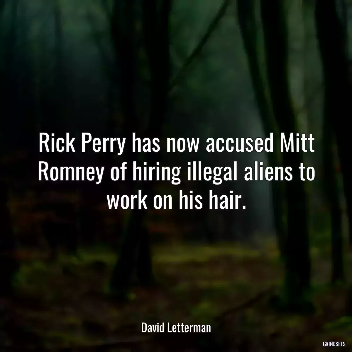 Rick Perry has now accused Mitt Romney of hiring illegal aliens to work on his hair.