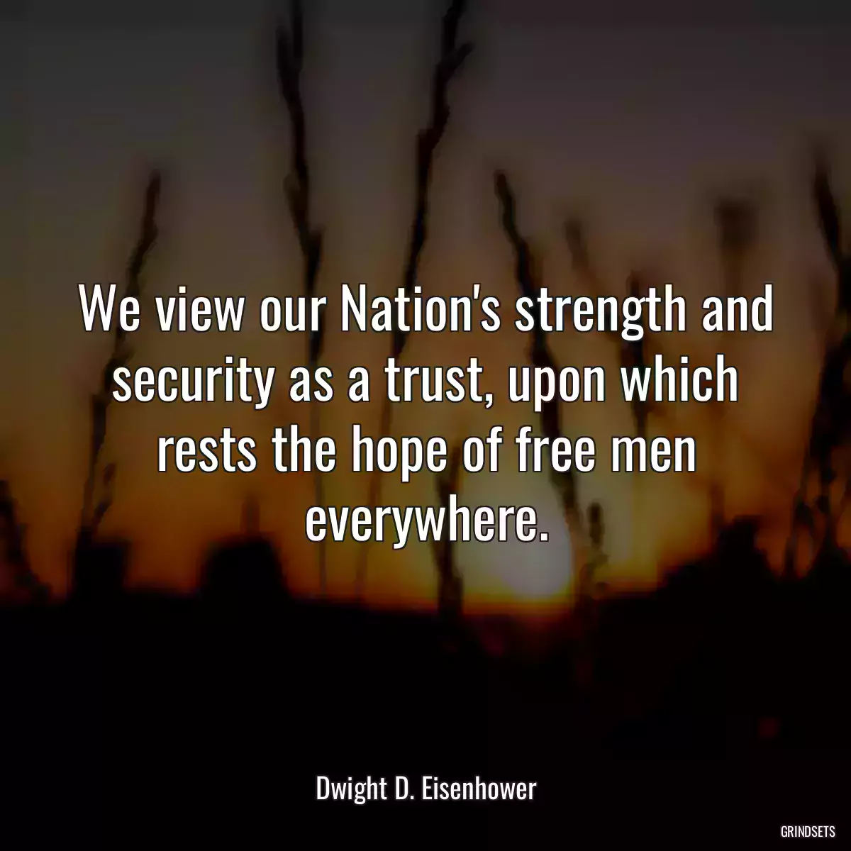 We view our Nation\'s strength and security as a trust, upon which rests the hope of free men everywhere.