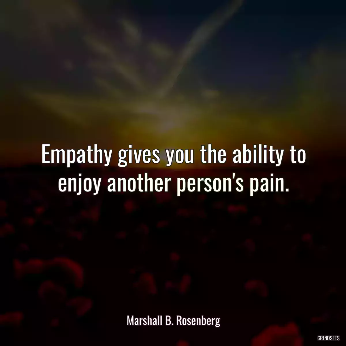 Empathy gives you the ability to enjoy another person\'s pain.