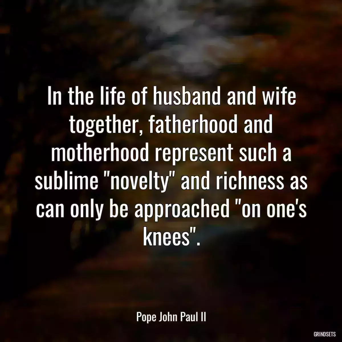 In the life of husband and wife together, fatherhood and motherhood represent such a sublime \