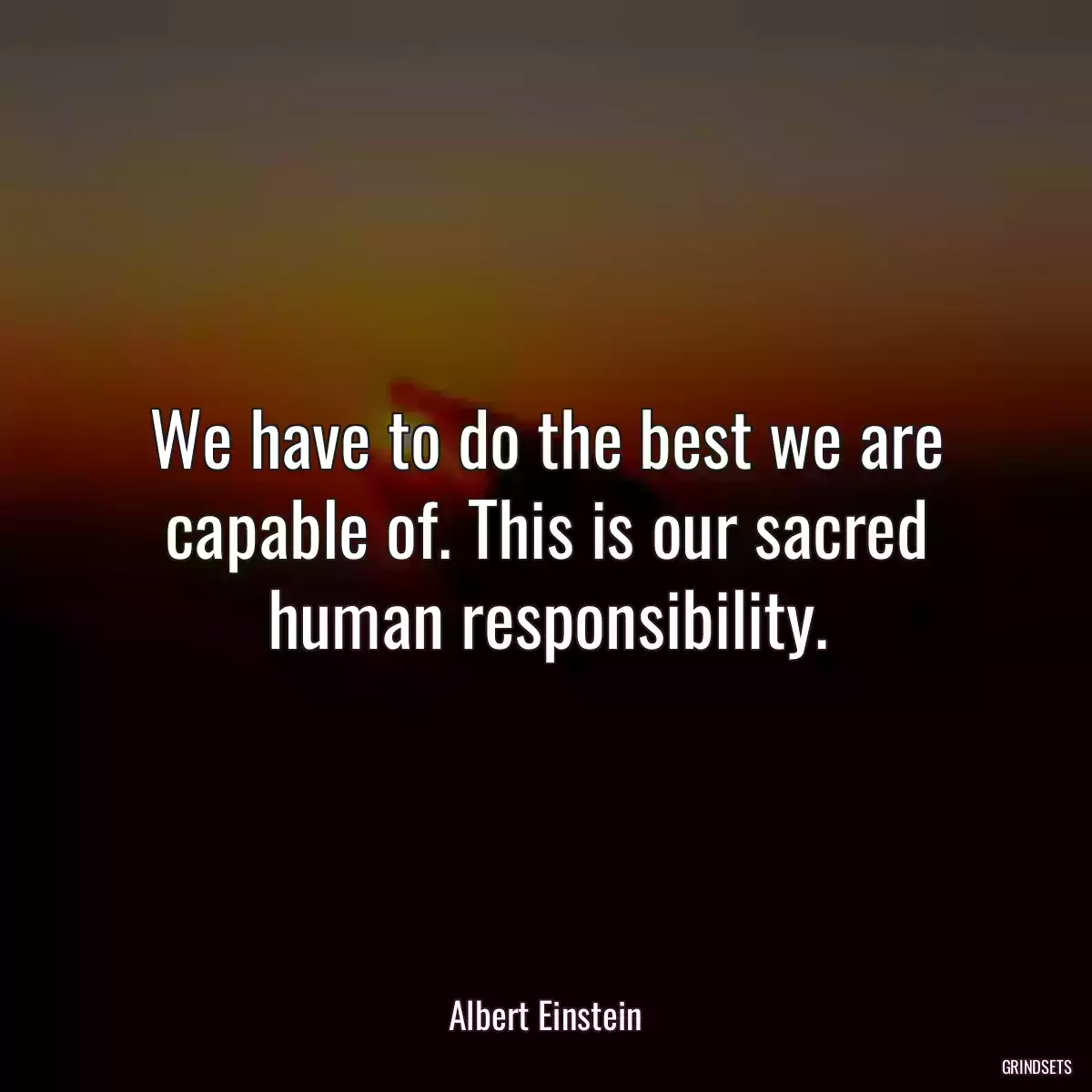 We have to do the best we are capable of. This is our sacred human responsibility.