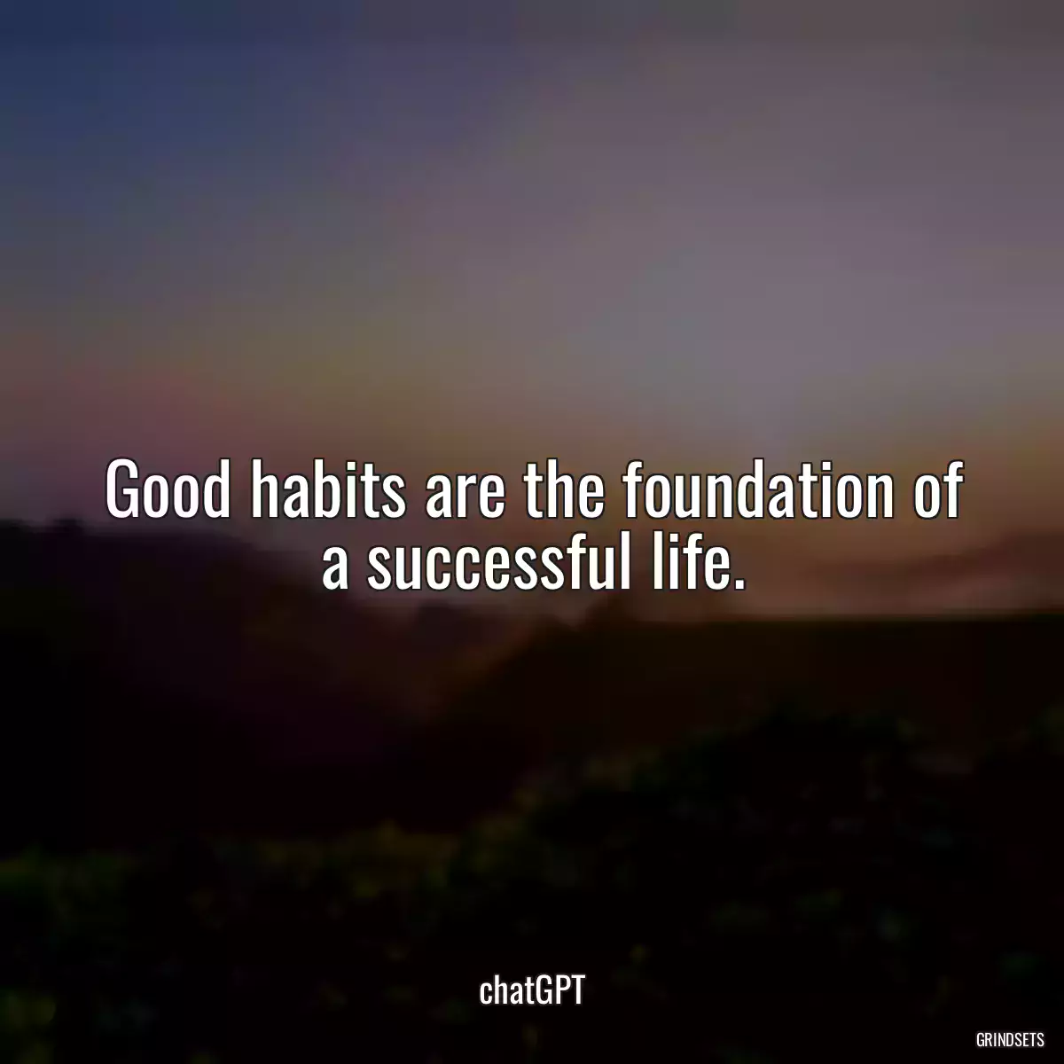 Good habits are the foundation of a successful life.