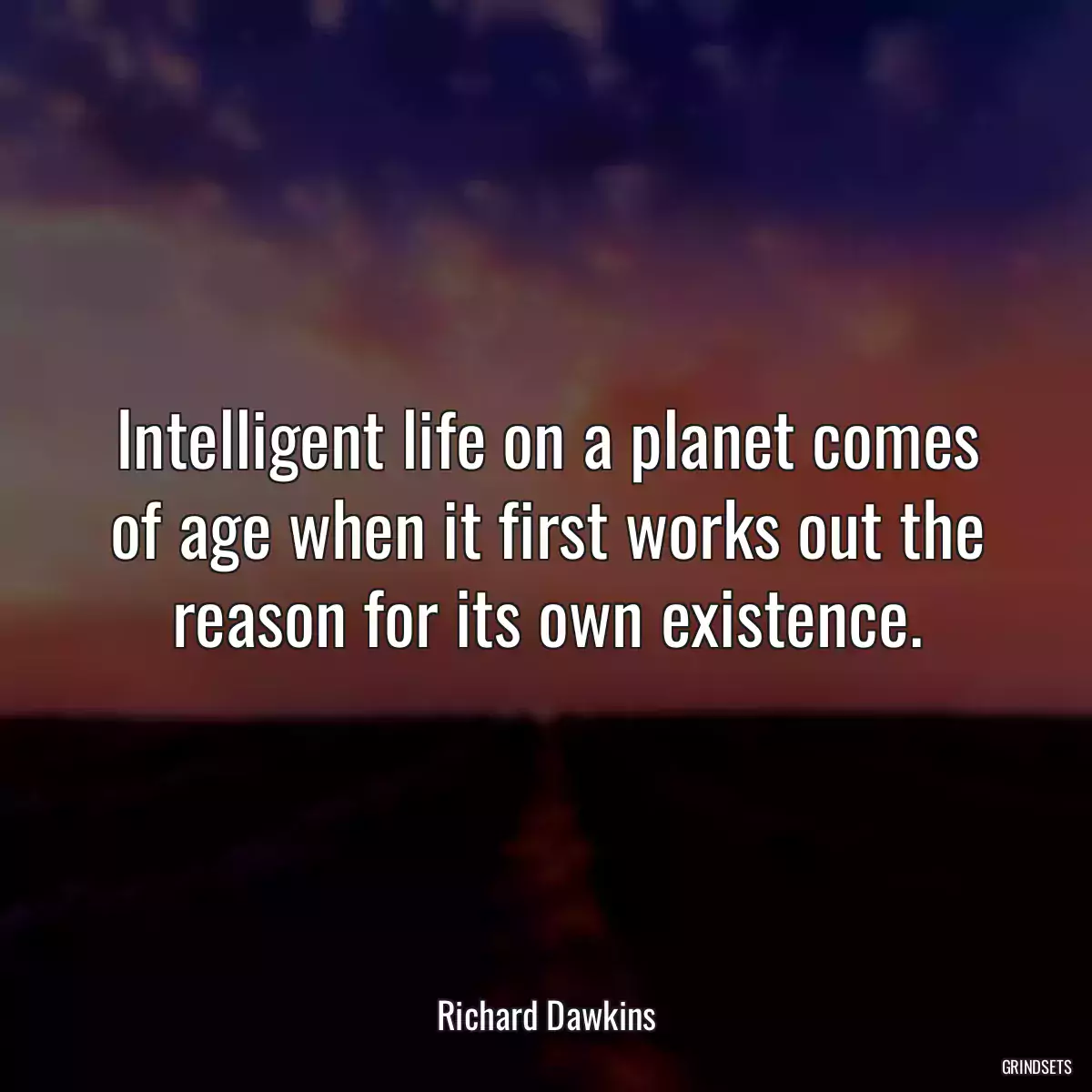 Intelligent life on a planet comes of age when it first works out the reason for its own existence.