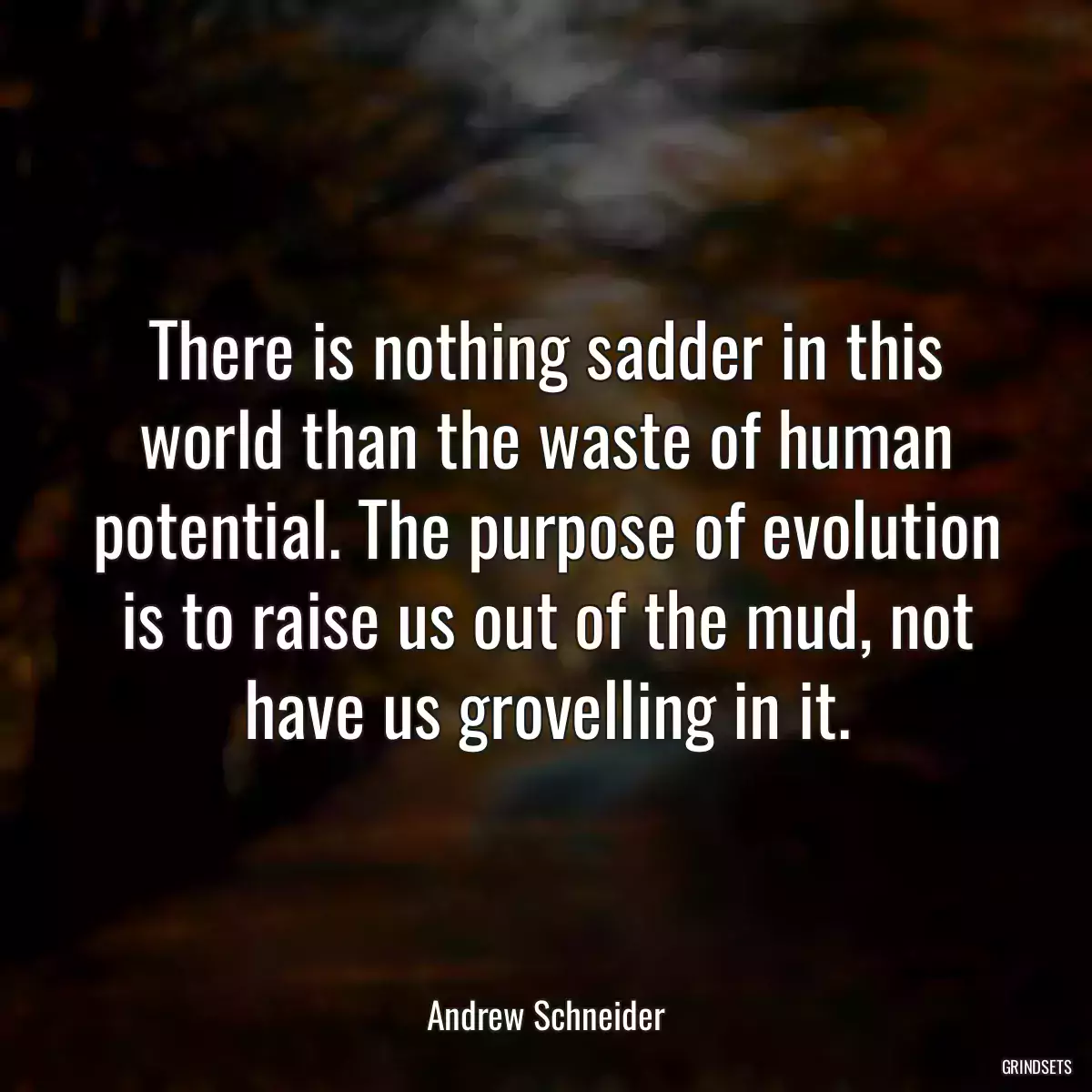 There is nothing sadder in this world than the waste of human potential. The purpose of evolution is to raise us out of the mud, not have us grovelling in it.