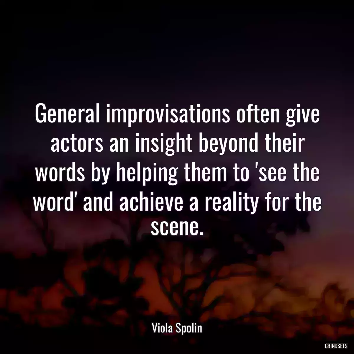 General improvisations often give actors an insight beyond their words by helping them to \'see the word\' and achieve a reality for the scene.