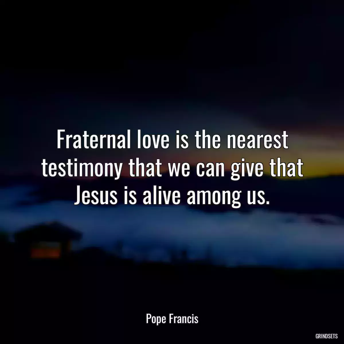 Fraternal love is the nearest testimony that we can give that Jesus is alive among us.