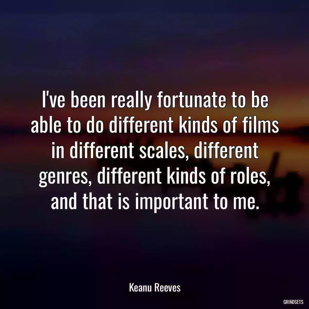 I\'ve been really fortunate to be able to do different kinds of films in different scales, different genres, different kinds of roles, and that is important to me.