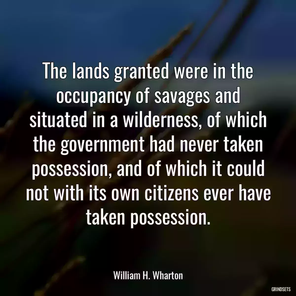 The lands granted were in the occupancy of savages and situated in a wilderness, of which the government had never taken possession, and of which it could not with its own citizens ever have taken possession.