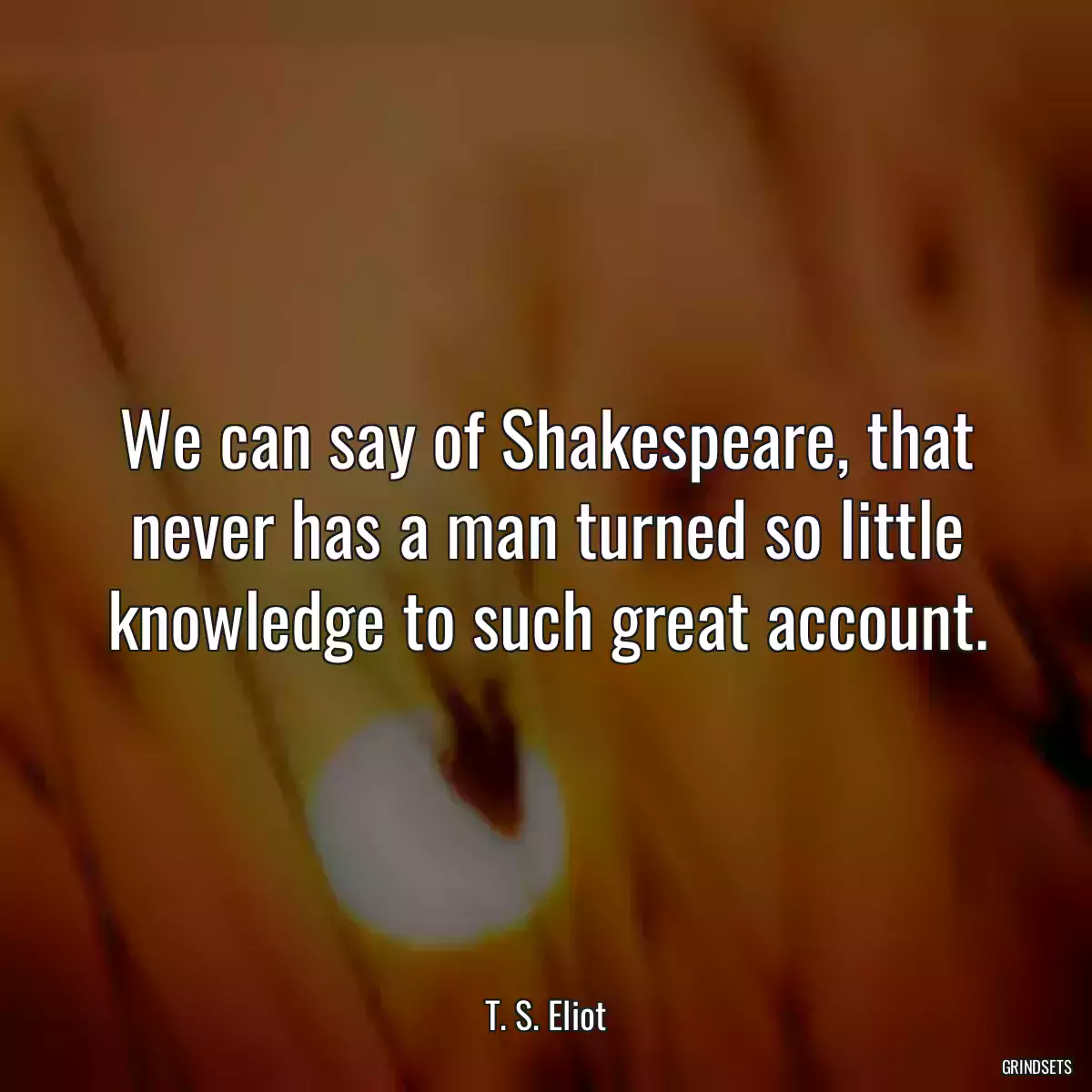 We can say of Shakespeare, that never has a man turned so little knowledge to such great account.