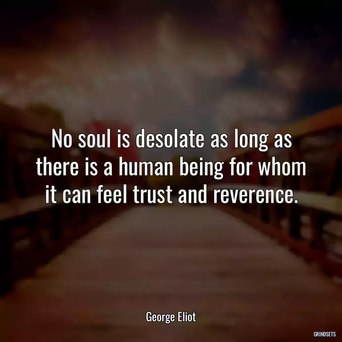 No soul is desolate as long as there is a human being for whom it can feel trust and reverence.