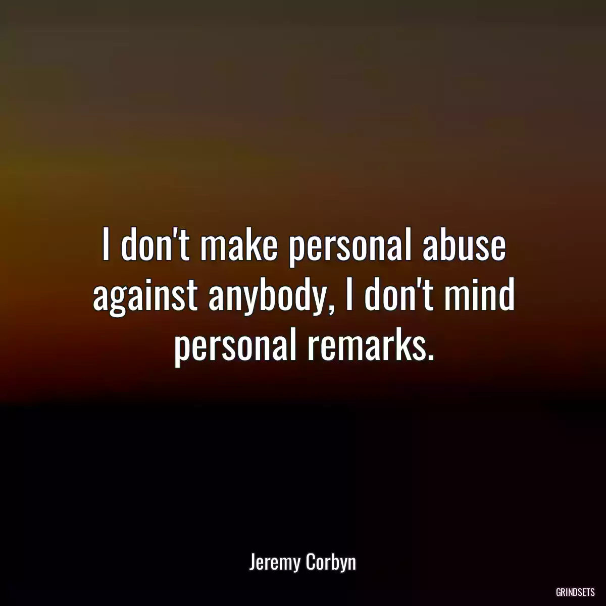 I don\'t make personal abuse against anybody, I don\'t mind personal remarks.