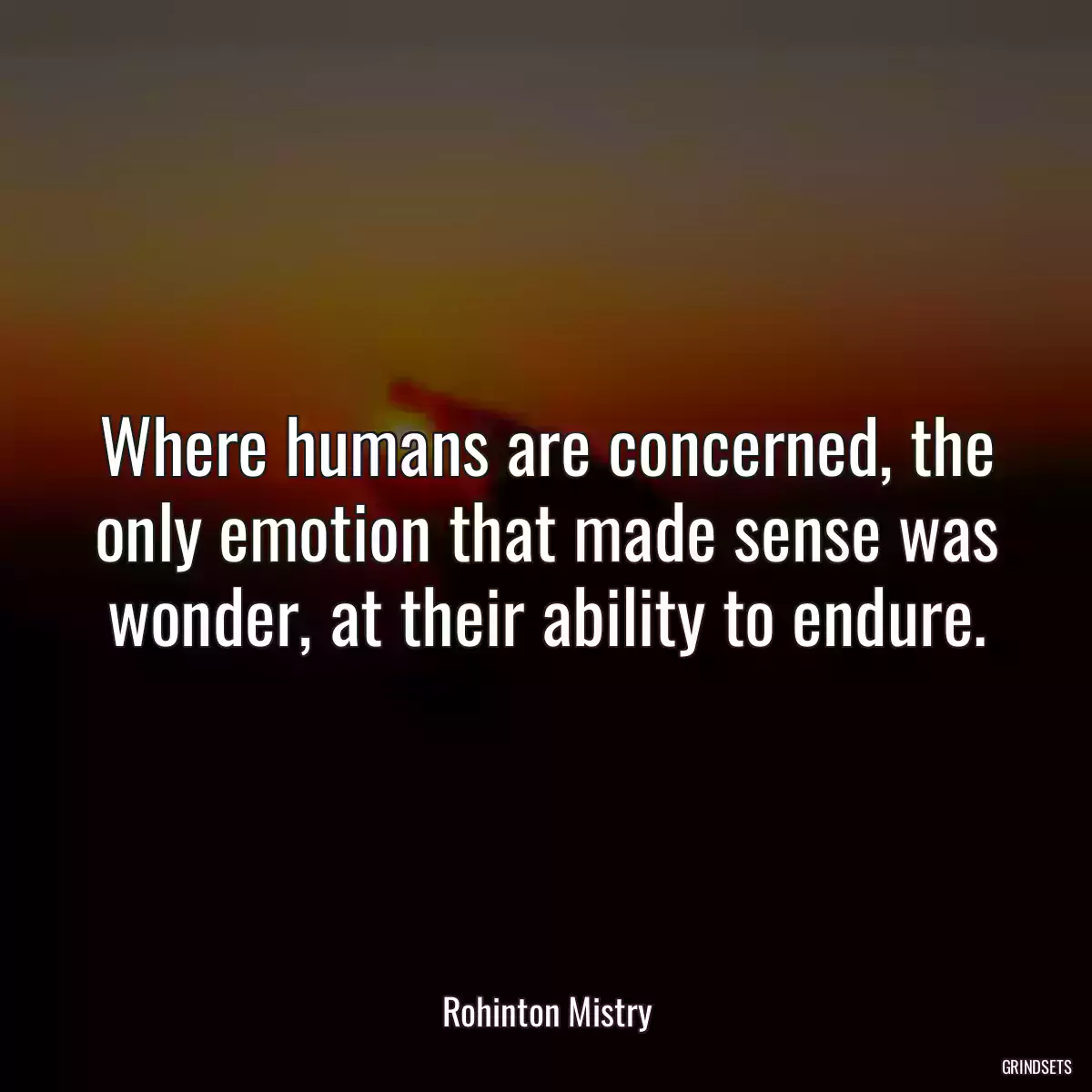 Where humans are concerned, the only emotion that made sense was wonder, at their ability to endure.