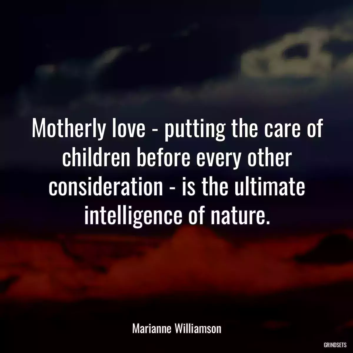 Motherly love - putting the care of children before every other consideration - is the ultimate intelligence of nature.