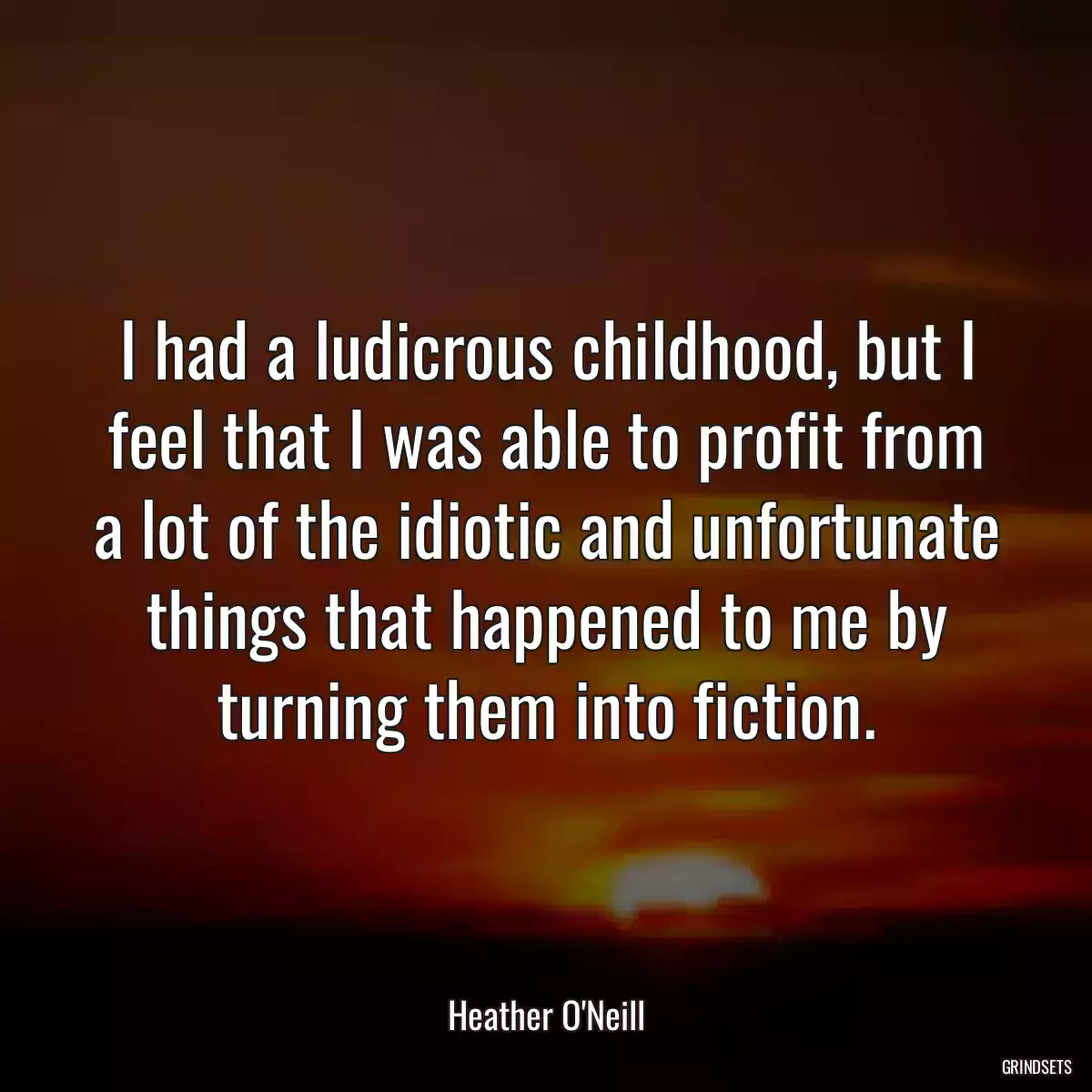 I had a ludicrous childhood, but I feel that I was able to profit from a lot of the idiotic and unfortunate things that happened to me by turning them into fiction.