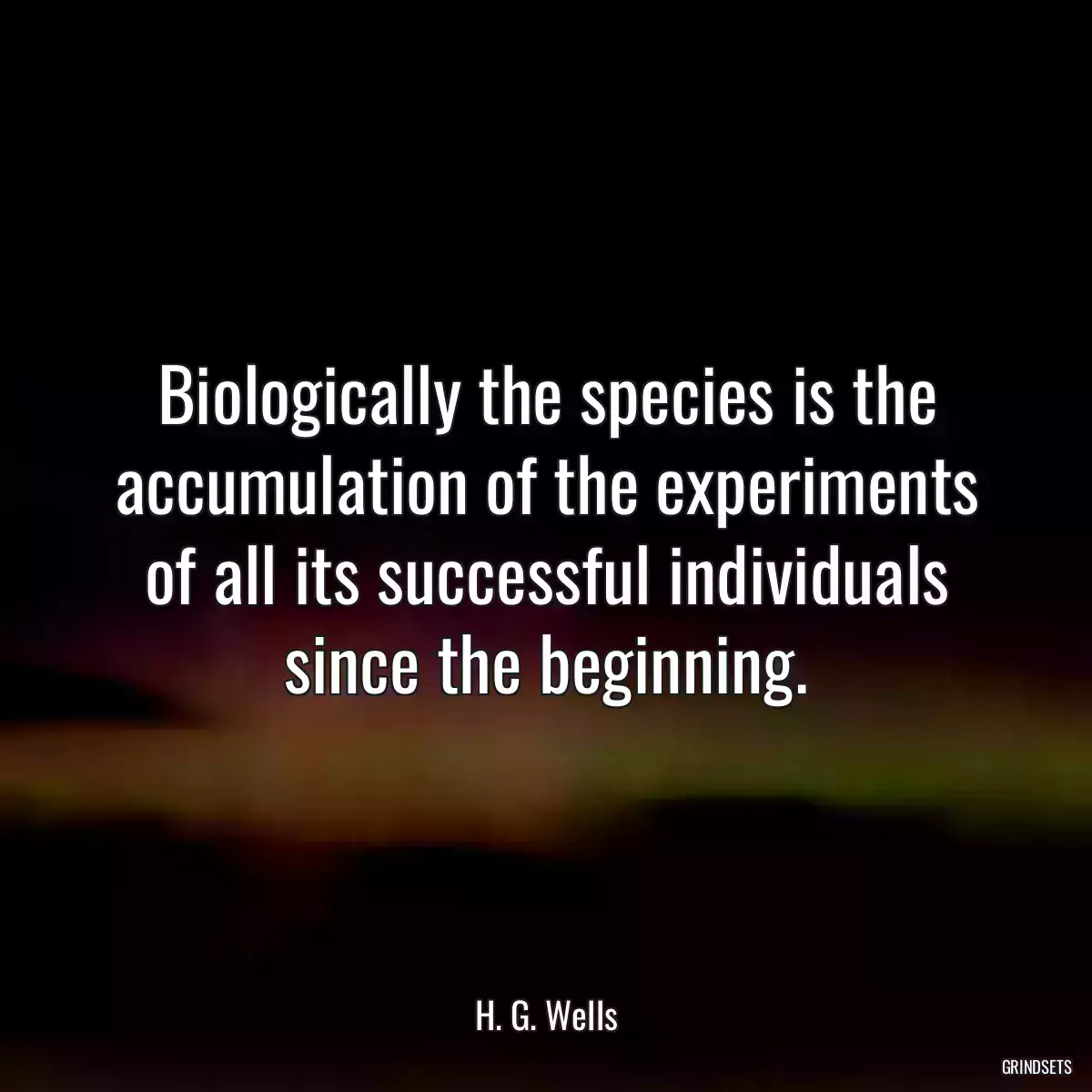 Biologically the species is the accumulation of the experiments of all its successful individuals since the beginning.