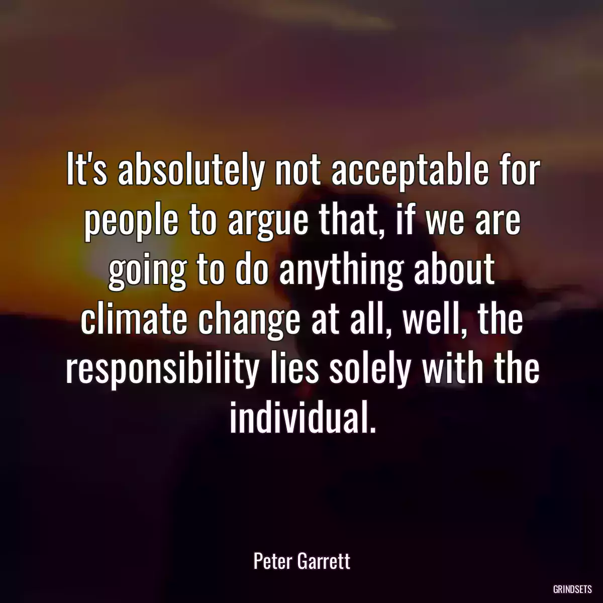 It\'s absolutely not acceptable for people to argue that, if we are going to do anything about climate change at all, well, the responsibility lies solely with the individual.