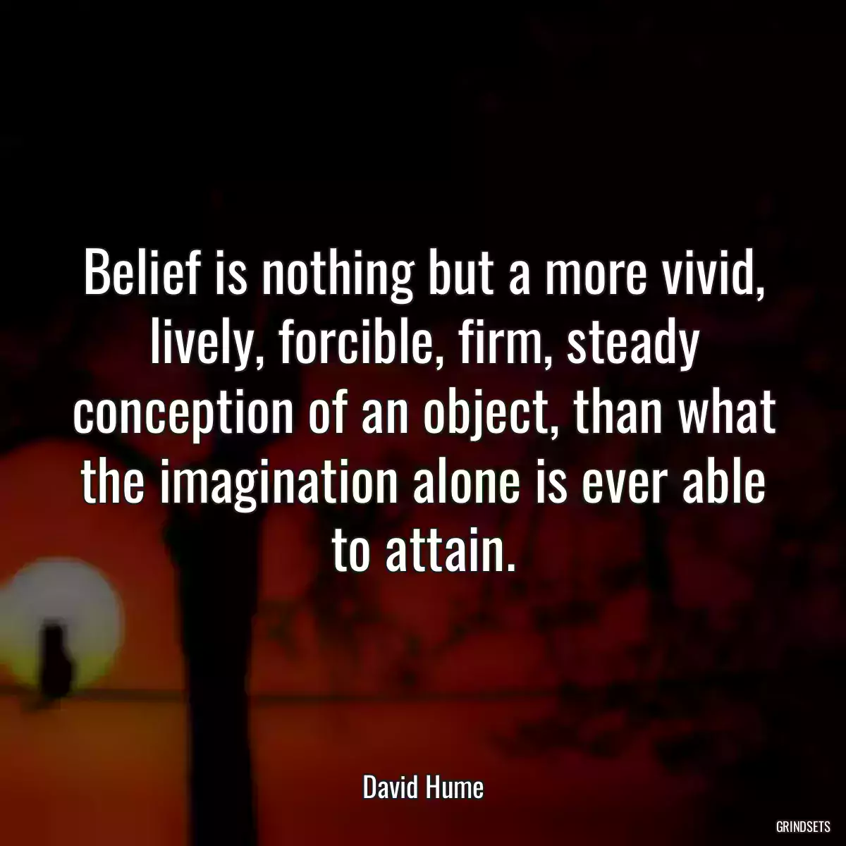 Belief is nothing but a more vivid, lively, forcible, firm, steady conception of an object, than what the imagination alone is ever able to attain.